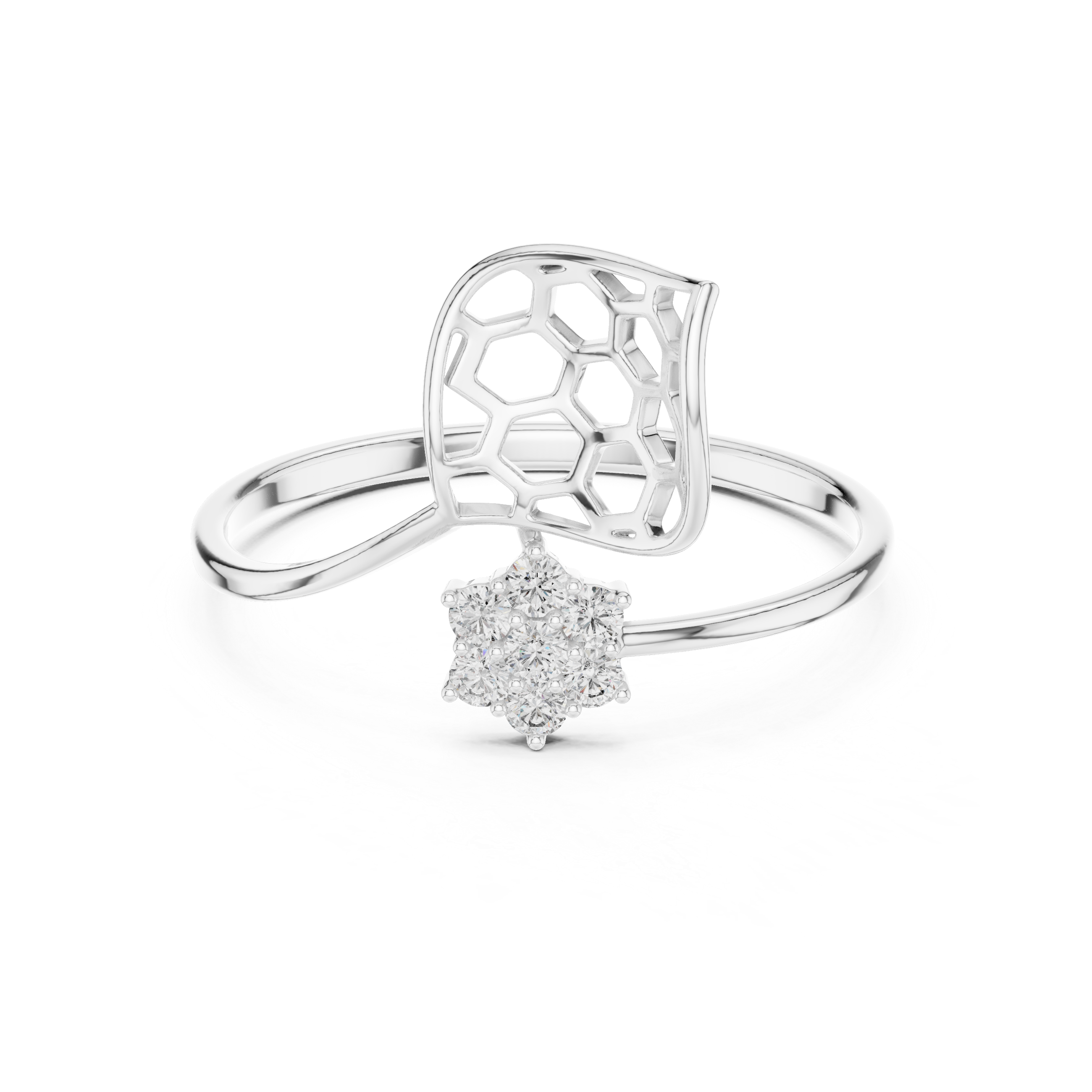 Modern Honeycomb Diamond Ring