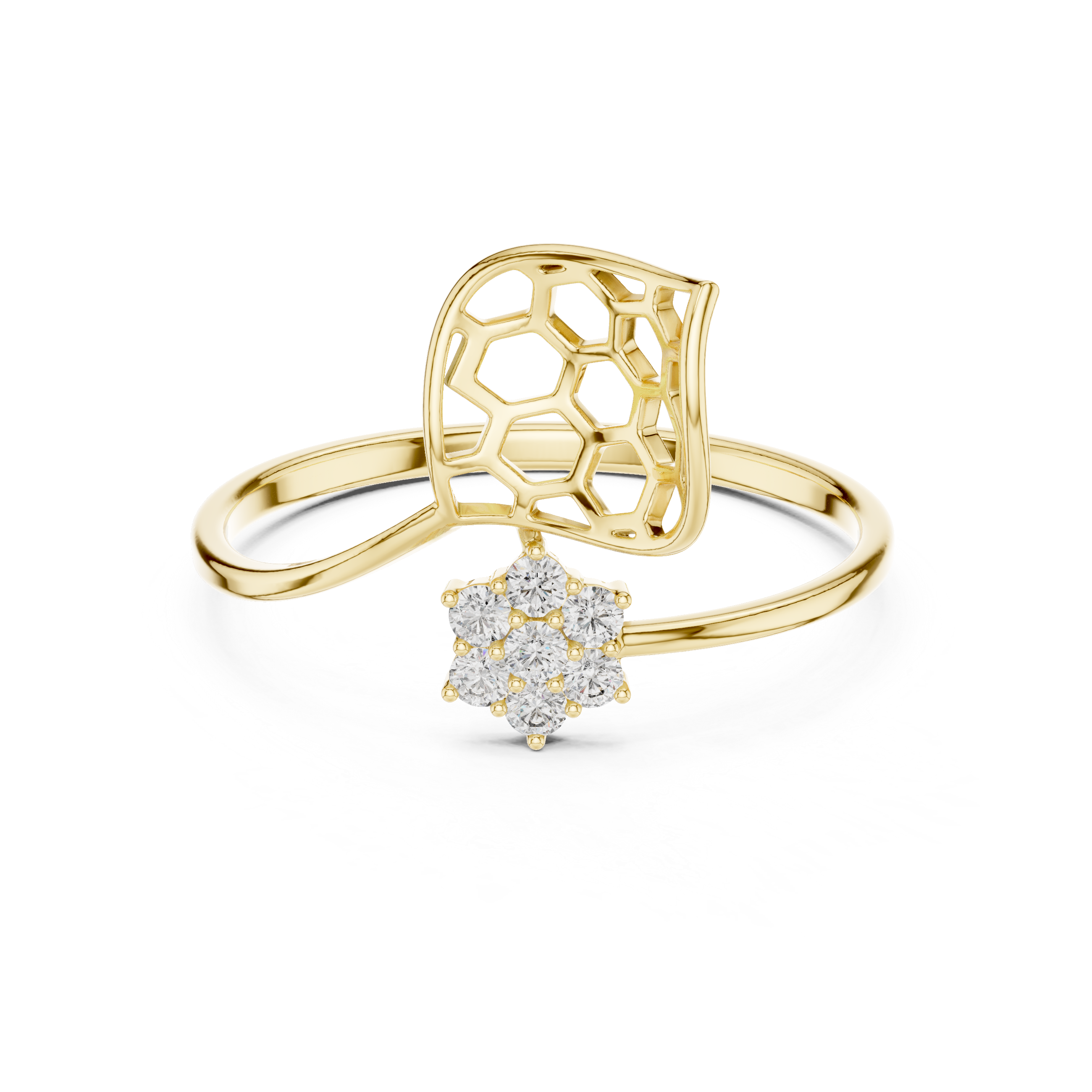 Modern Honeycomb Diamond Ring