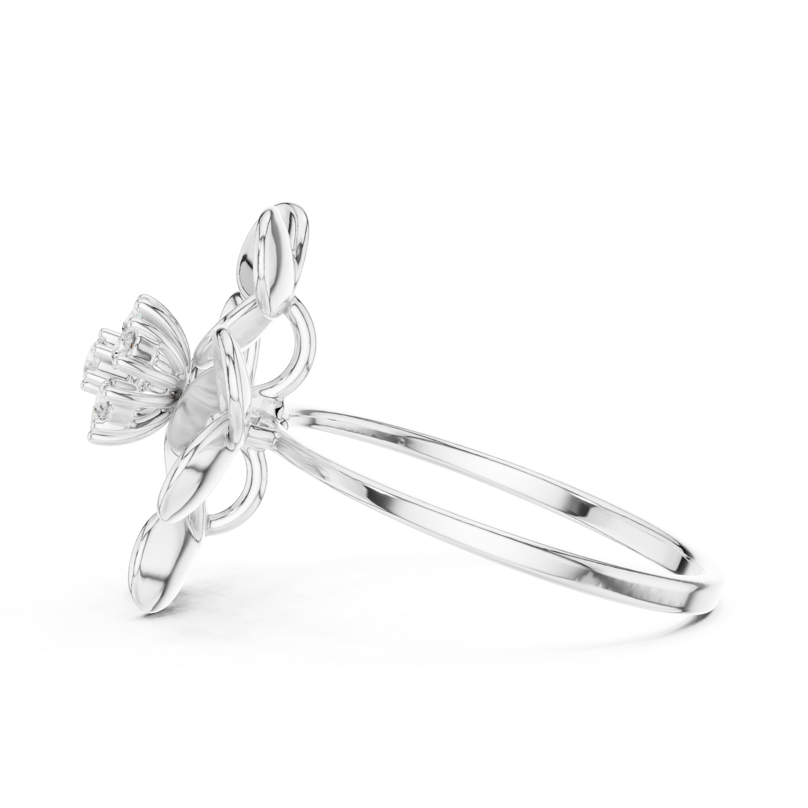 Floral Diamond Cluster Ring