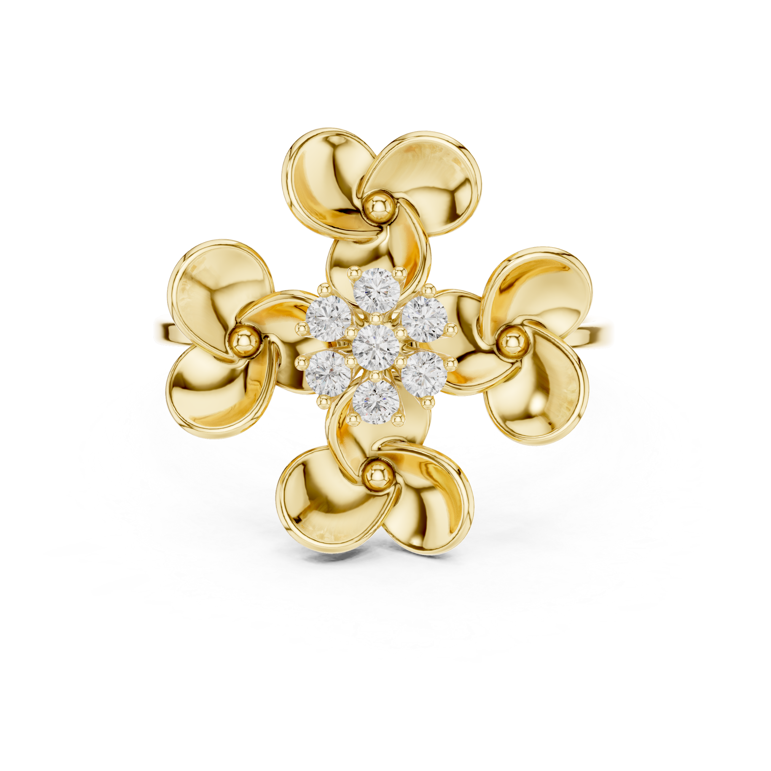 Floral Diamond Cluster Ring
