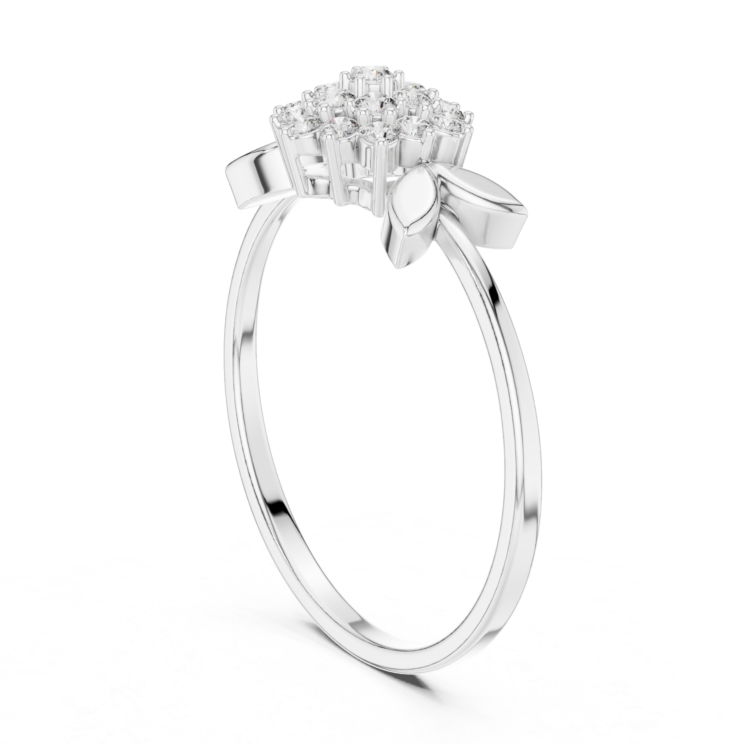 Leaf Cluster Diamond Ring