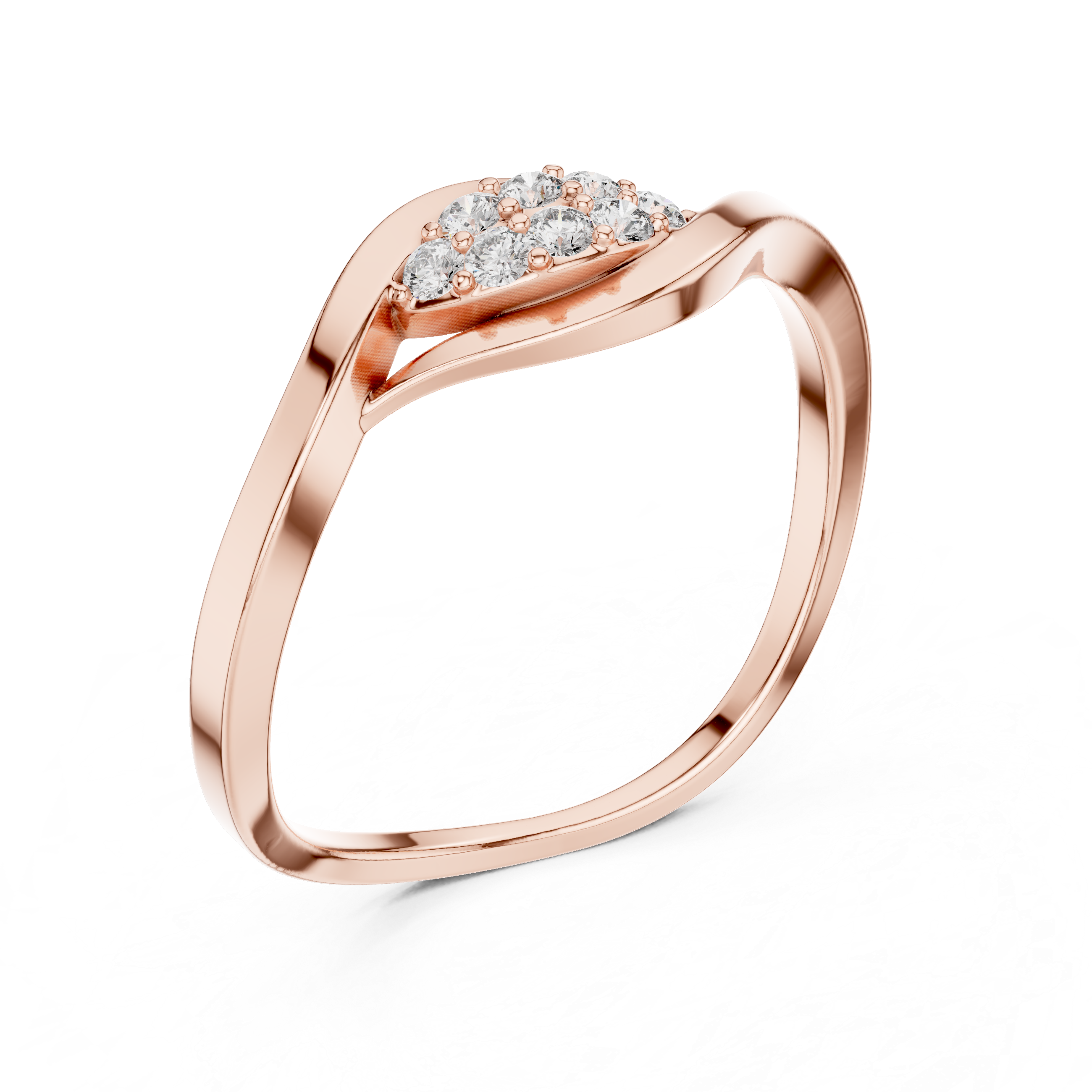 Wave Diamond Cluster Ring