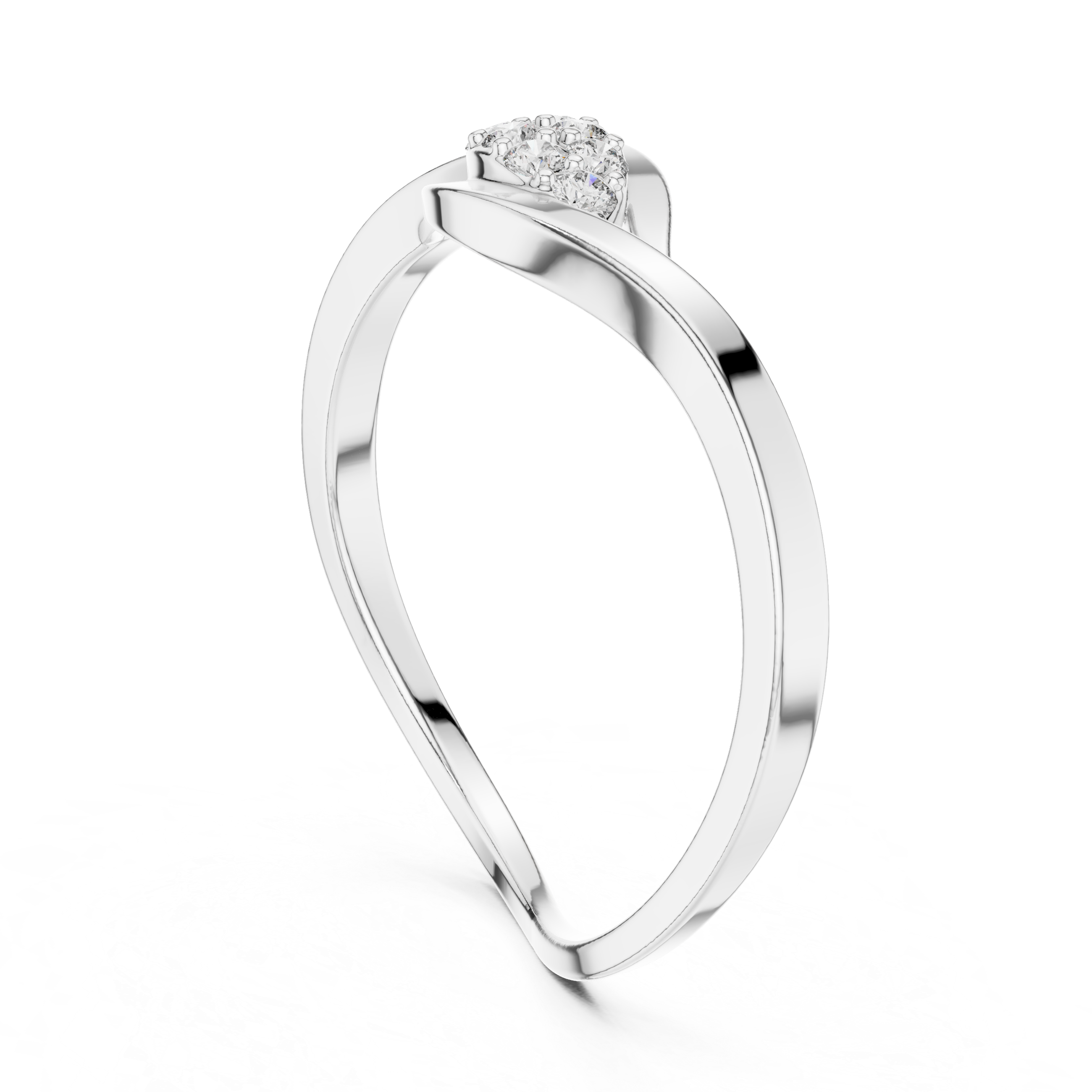 Wave Diamond Cluster Ring