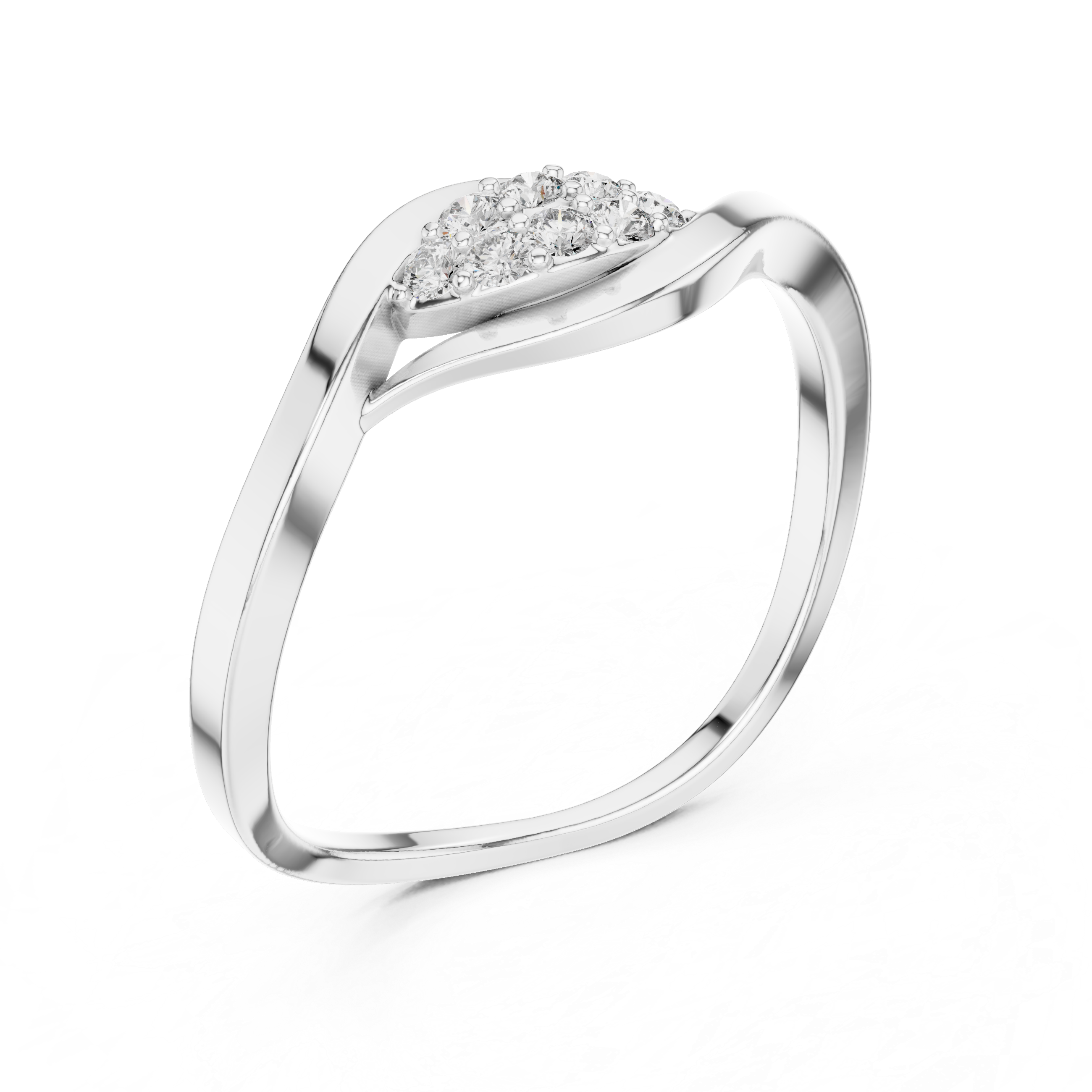 Wave Diamond Cluster Ring