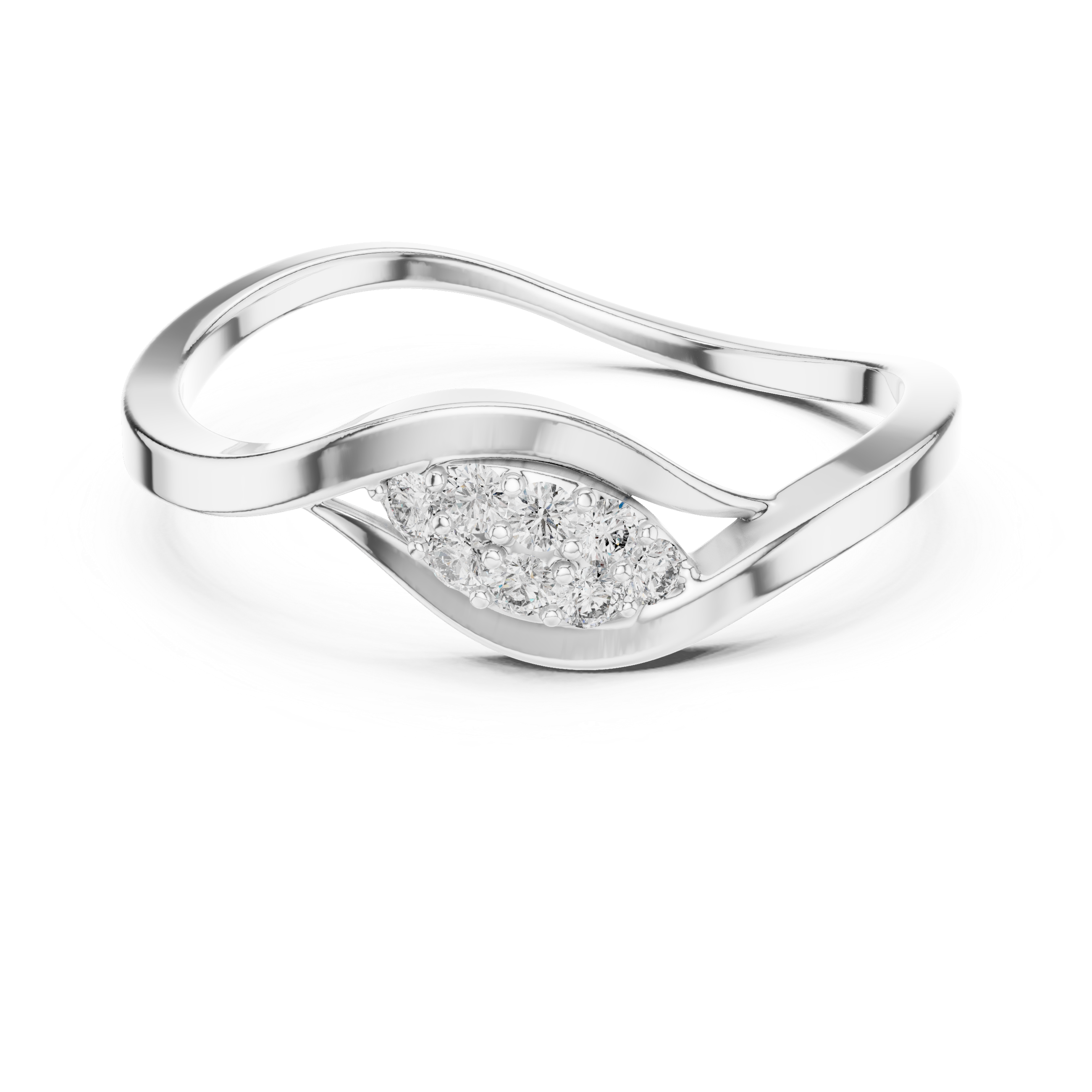 Wave Diamond Cluster Ring