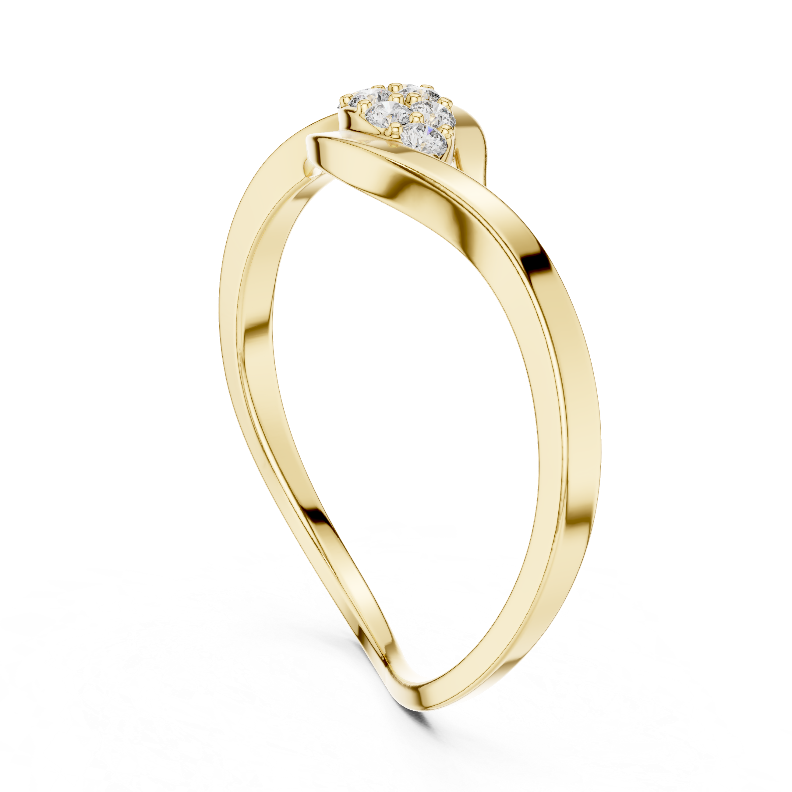 Wave Diamond Cluster Ring