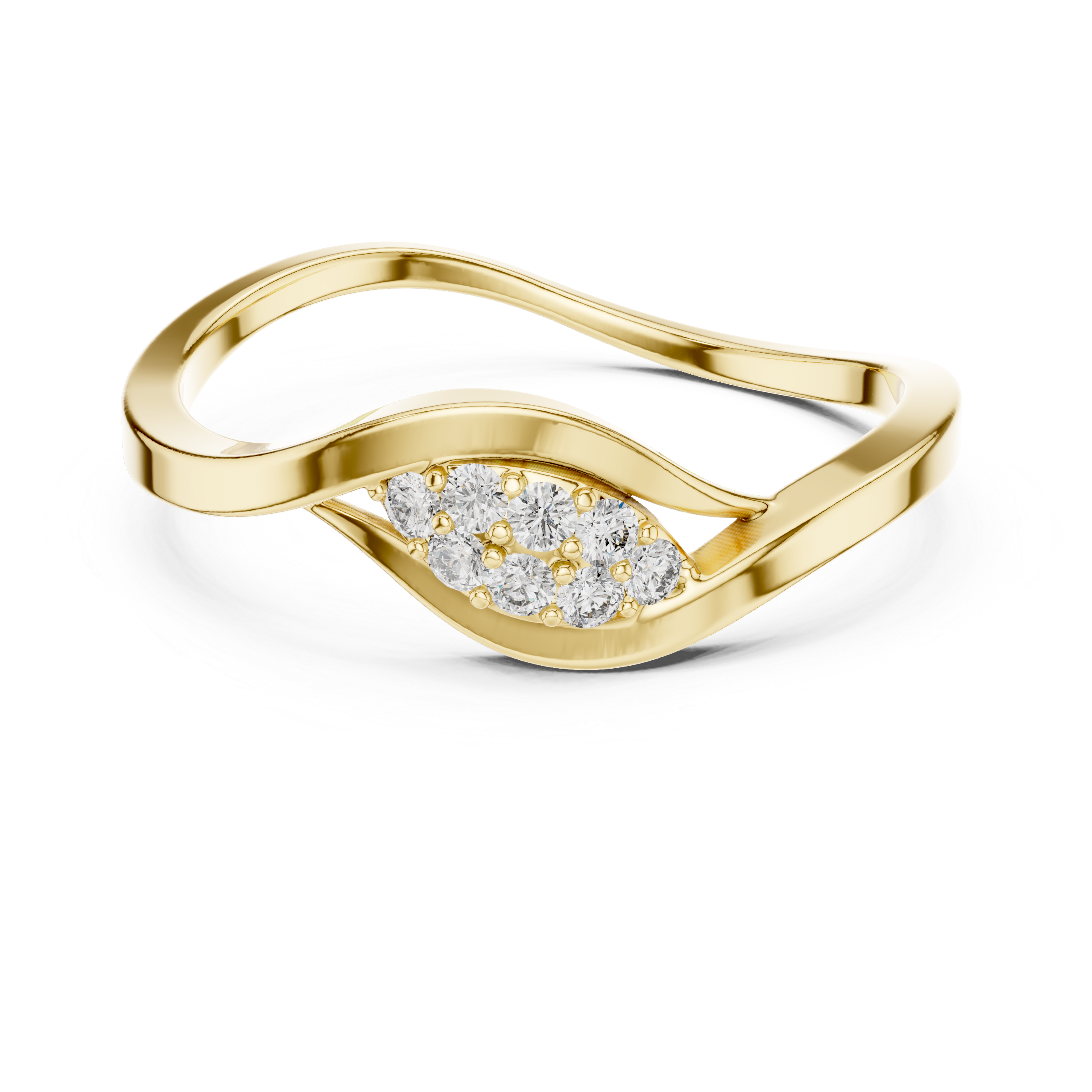Wave Diamond Cluster Ring