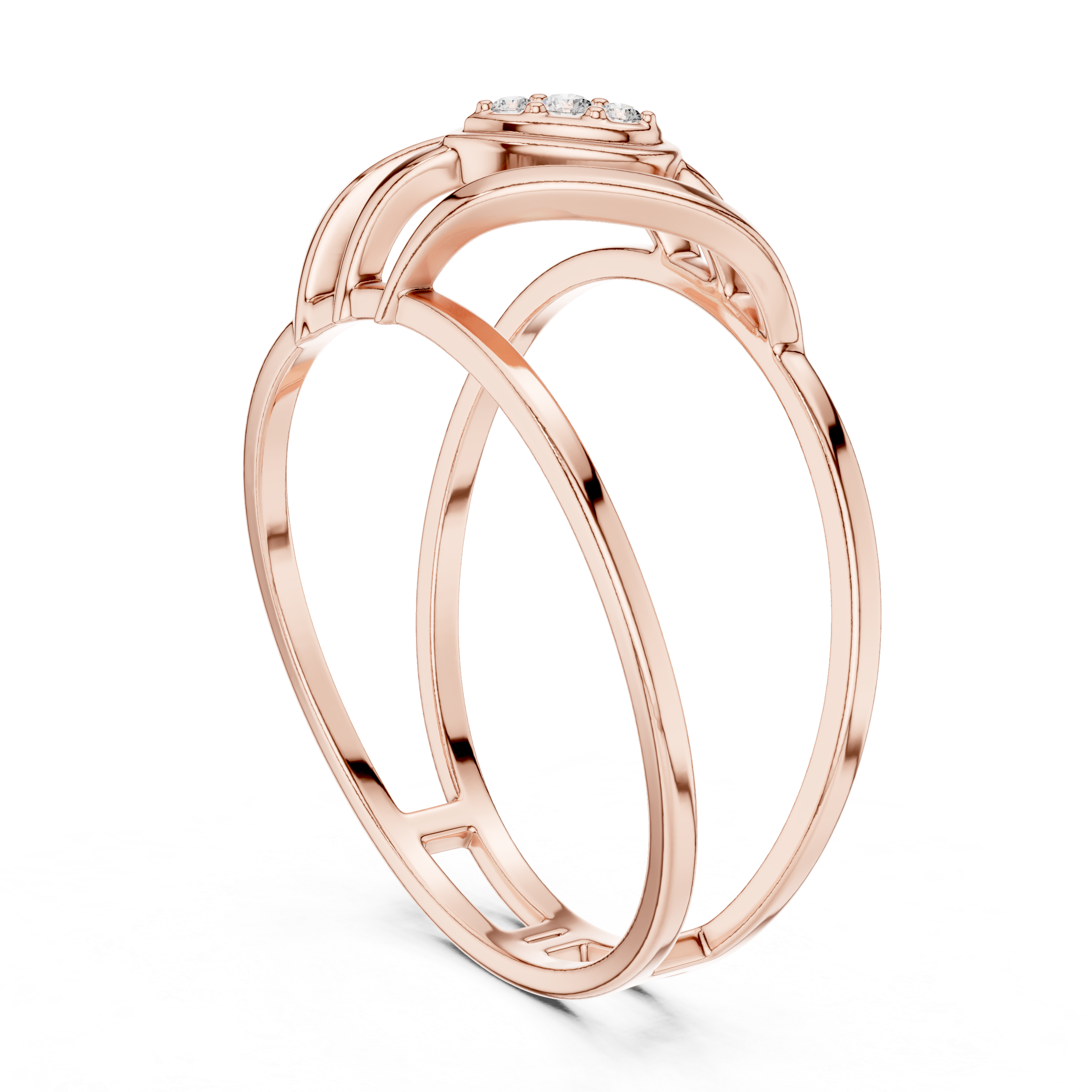 Modern Double Band Diamond Ring