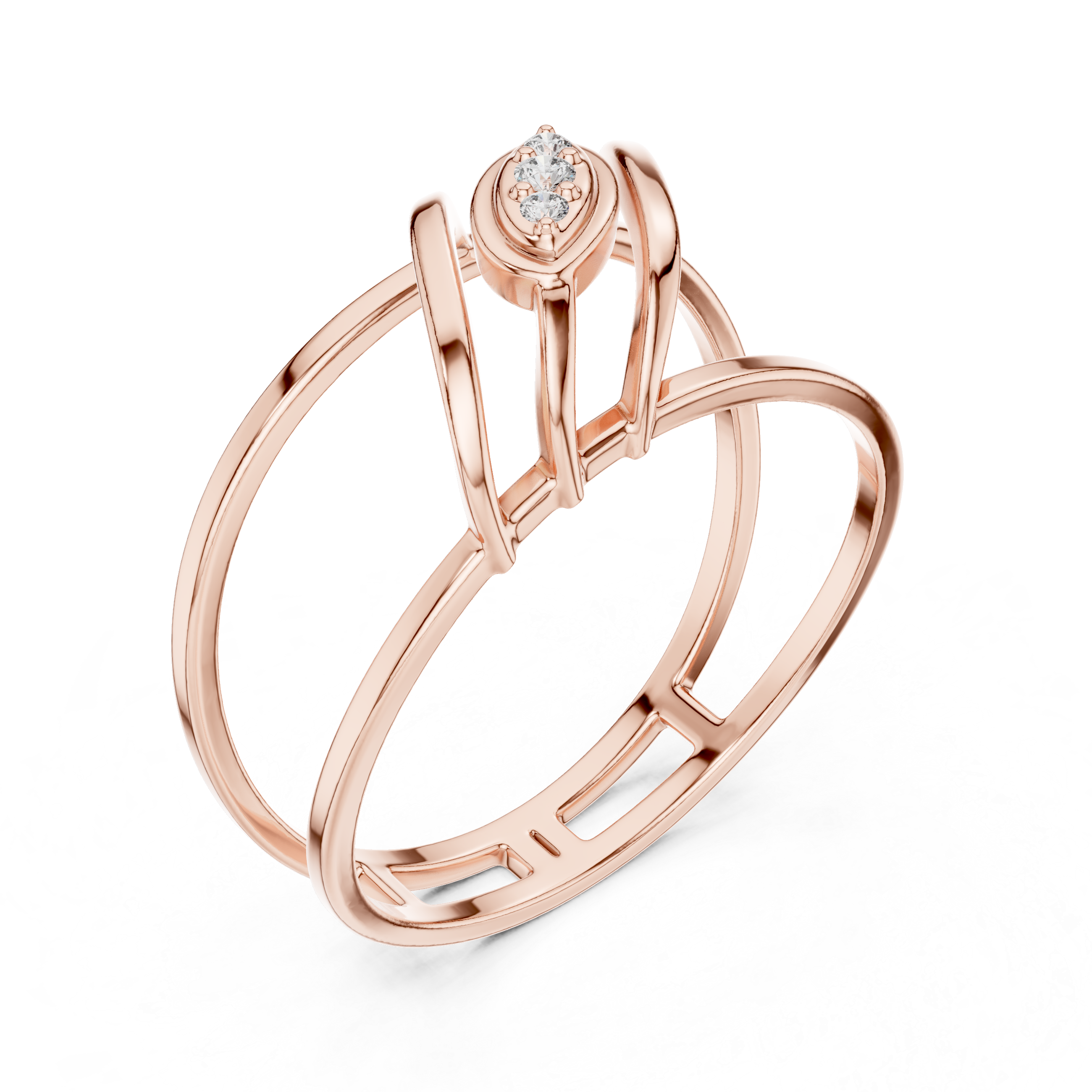 Modern Double Band Diamond Ring
