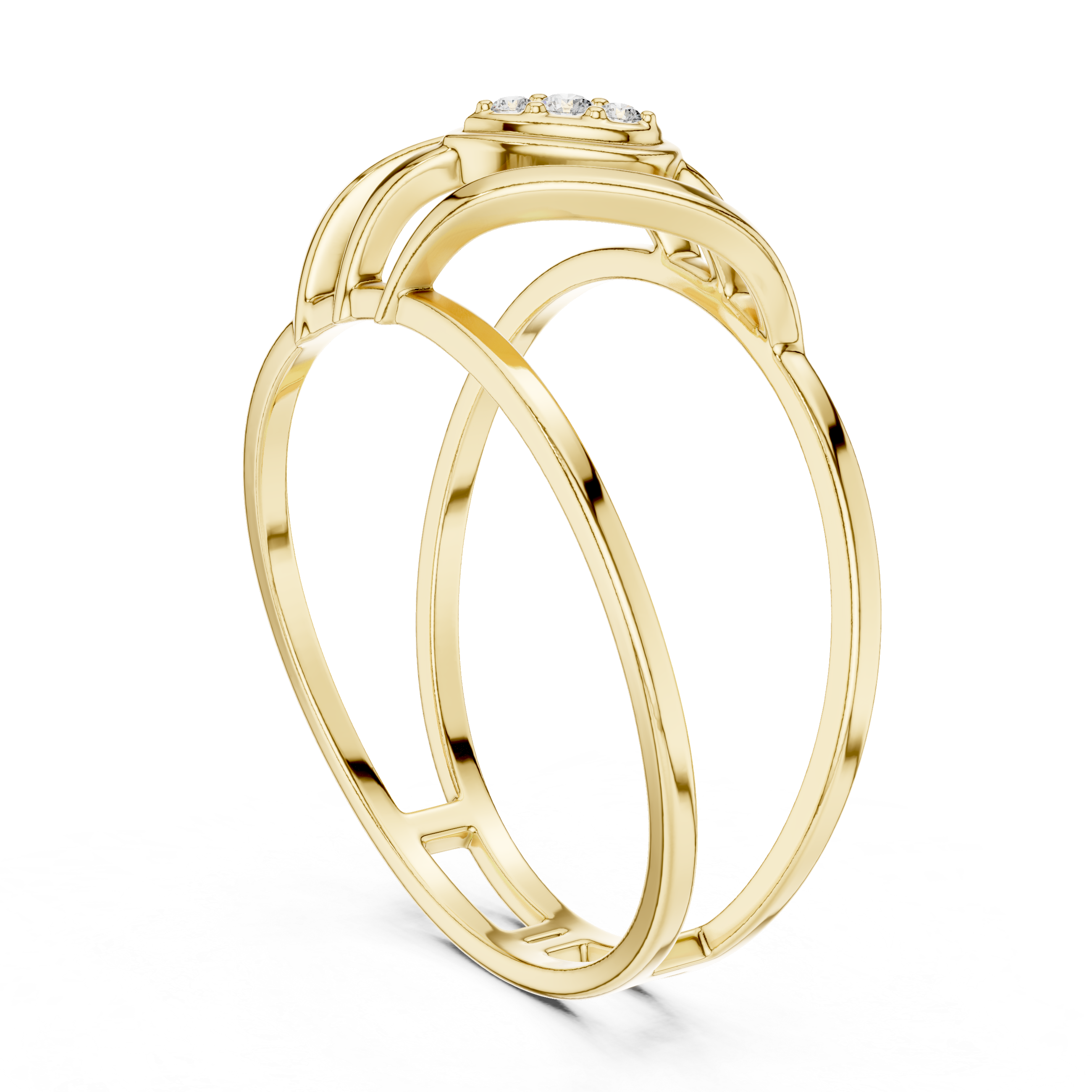 Modern Double Band Diamond Ring