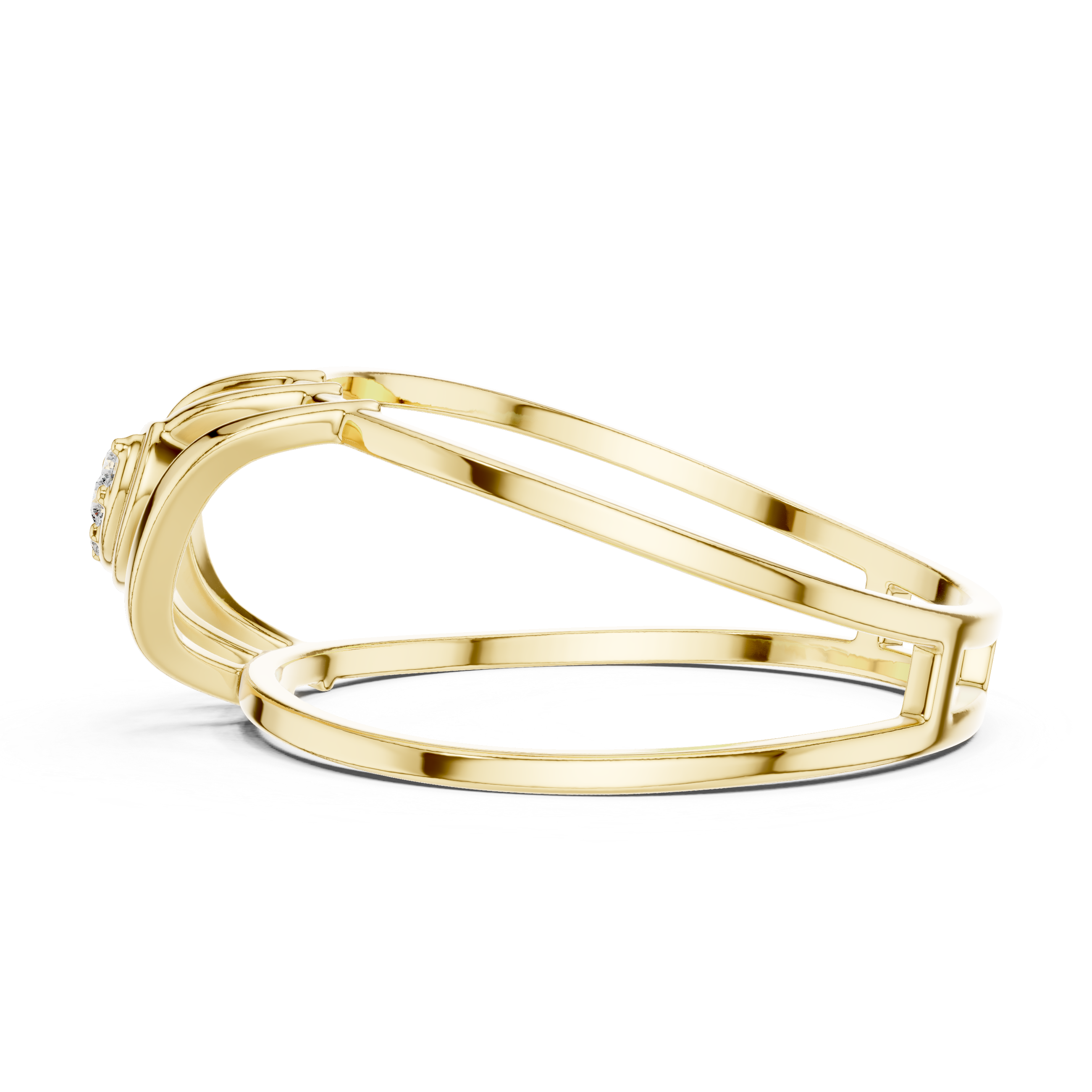 Modern Double Band Diamond Ring