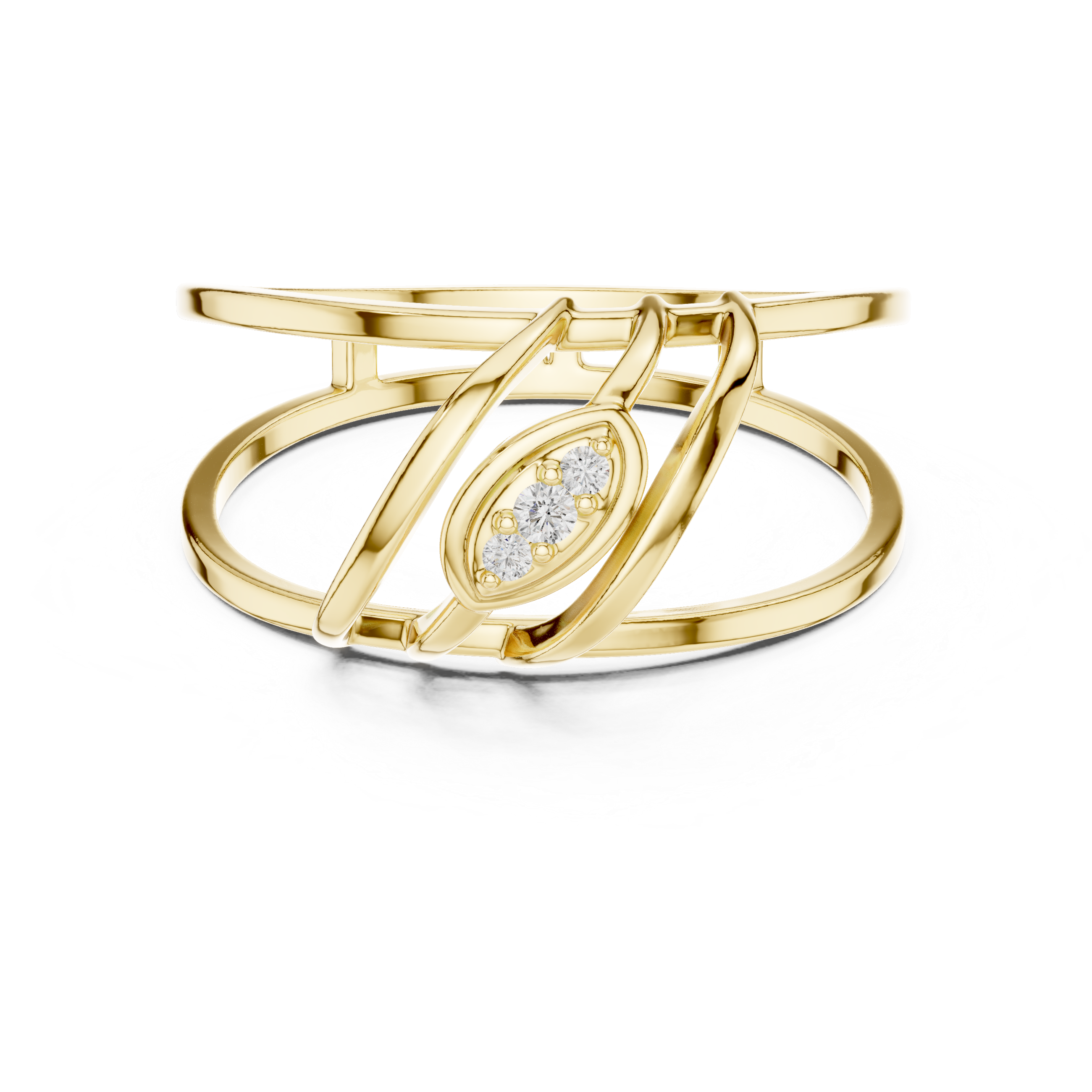Modern Double Band Diamond Ring