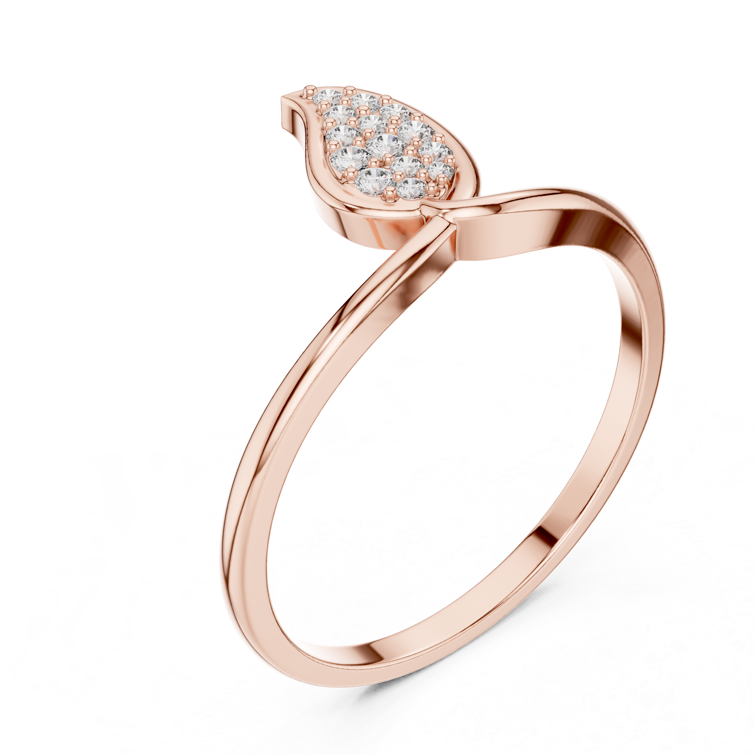 Luxury Leaf Diamond Cluster Ring