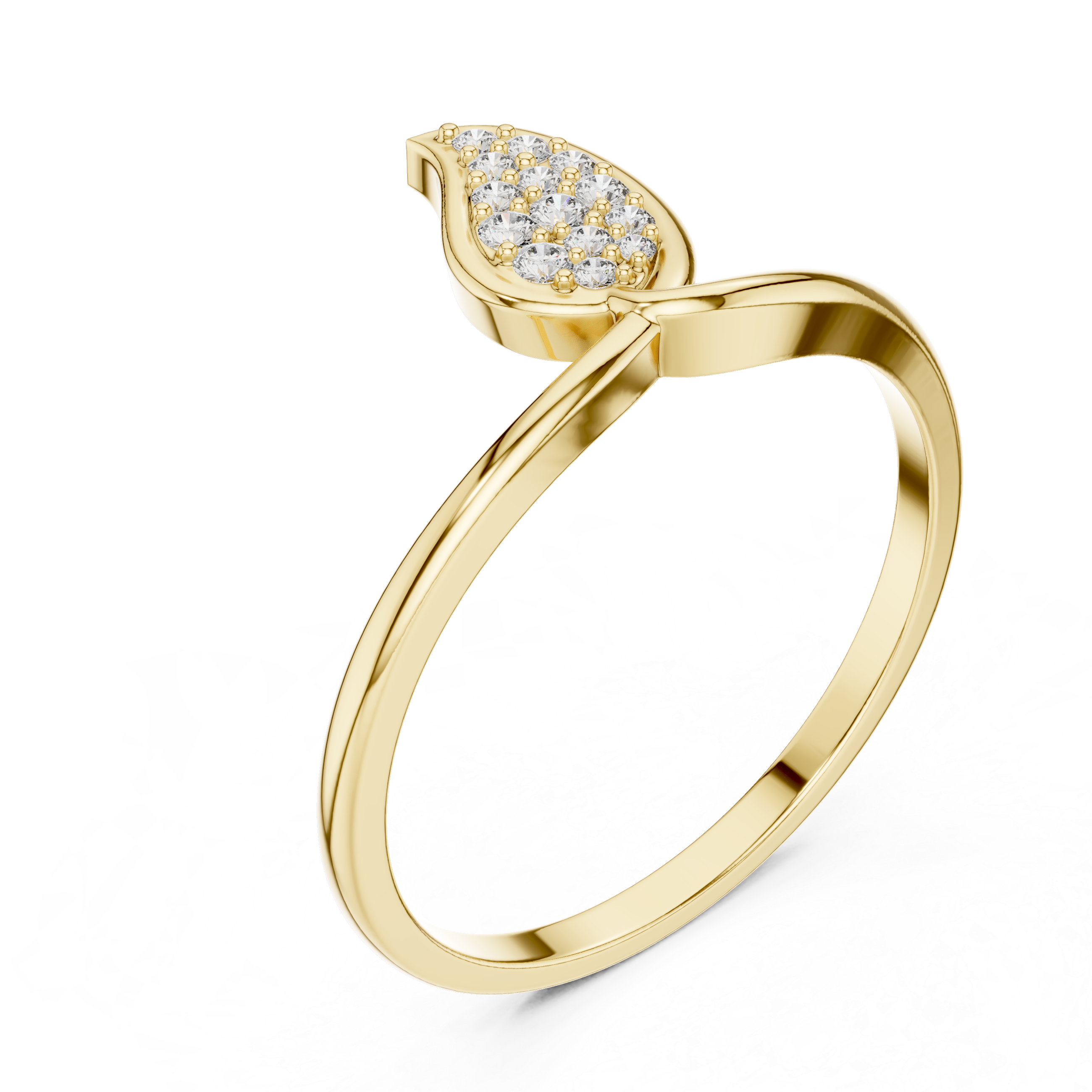 Luxury Leaf Diamond Cluster Ring