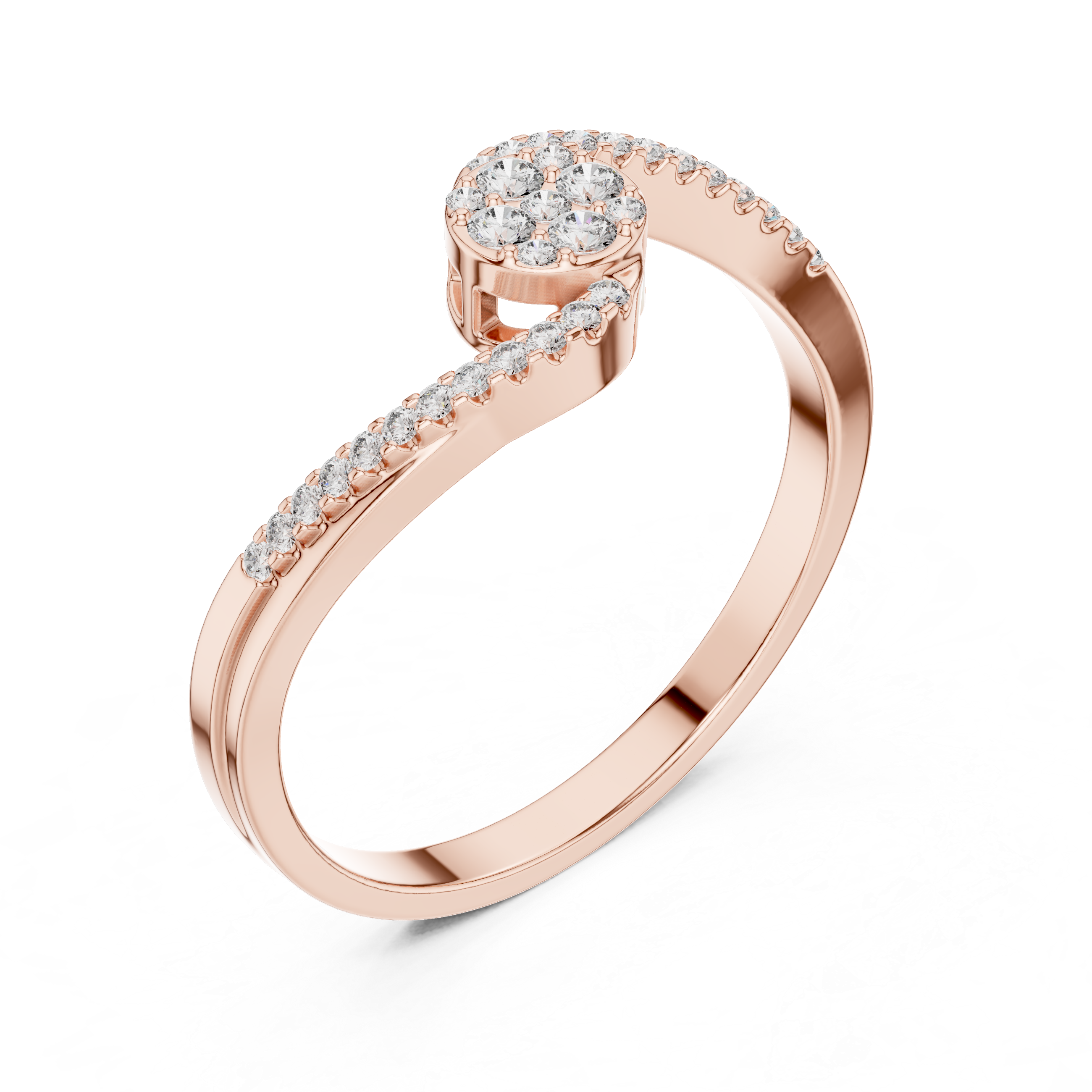 Curved Pavé Diamond Ring