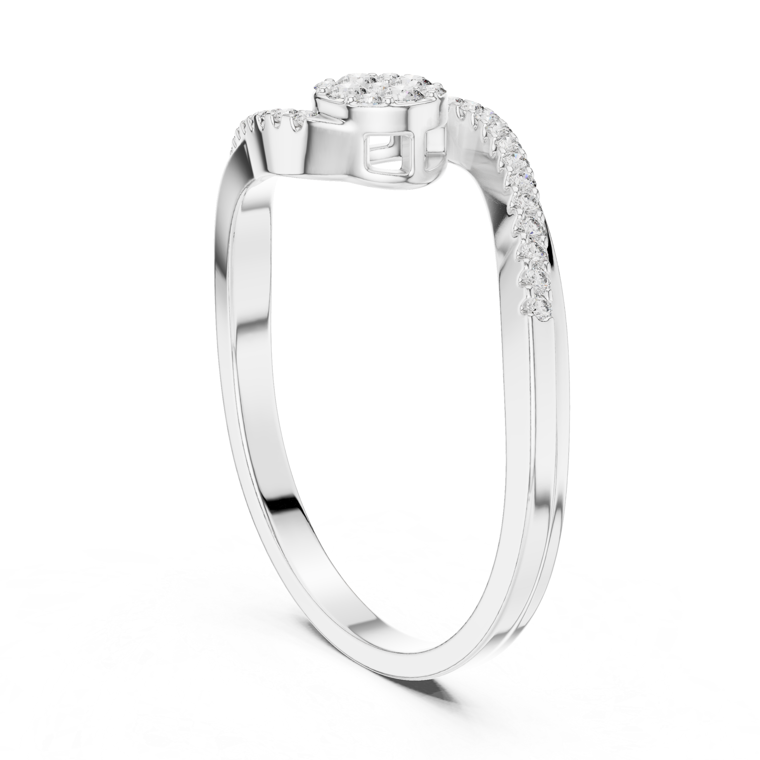 Curved Pavé Diamond Ring