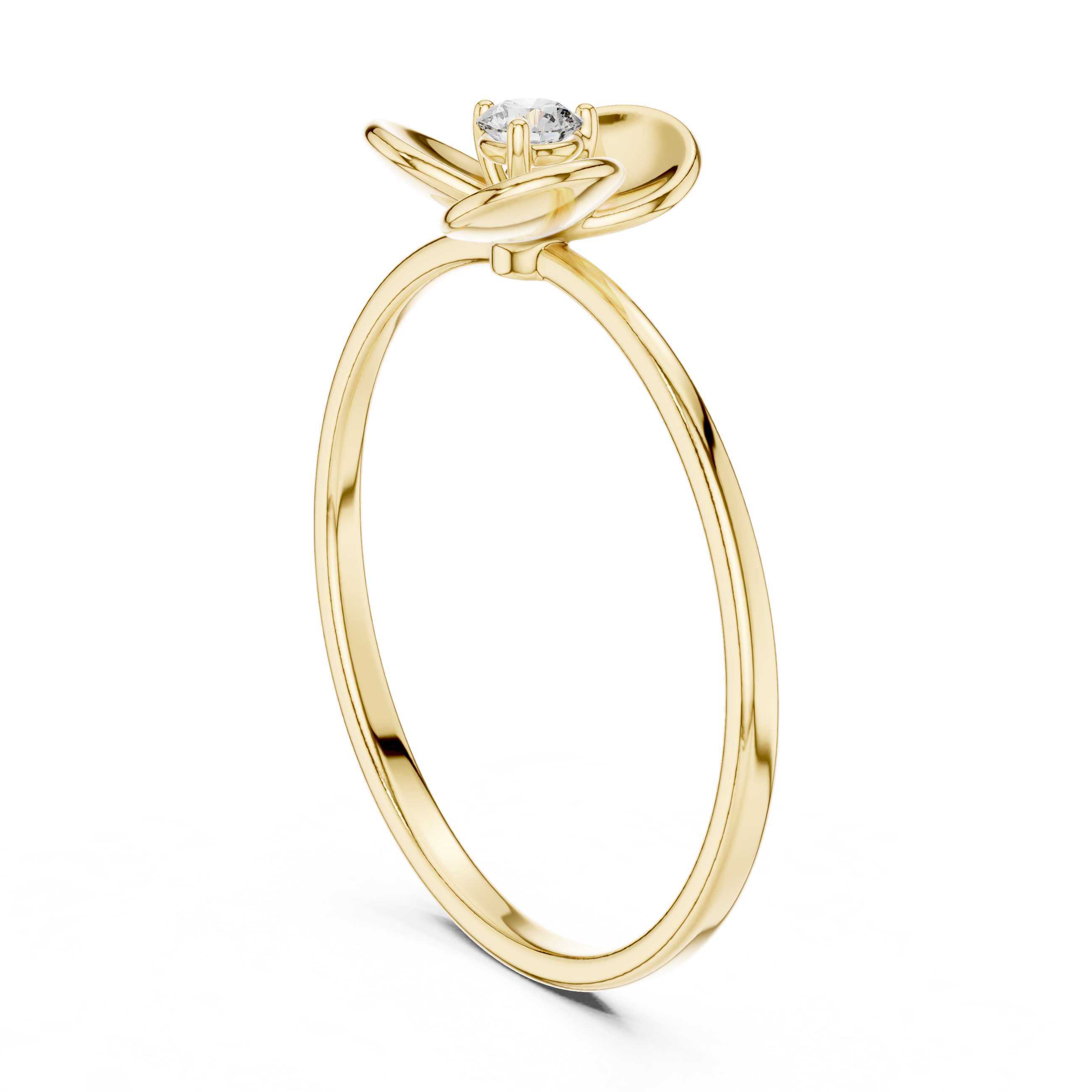 Minimal Flower Diamond Ring