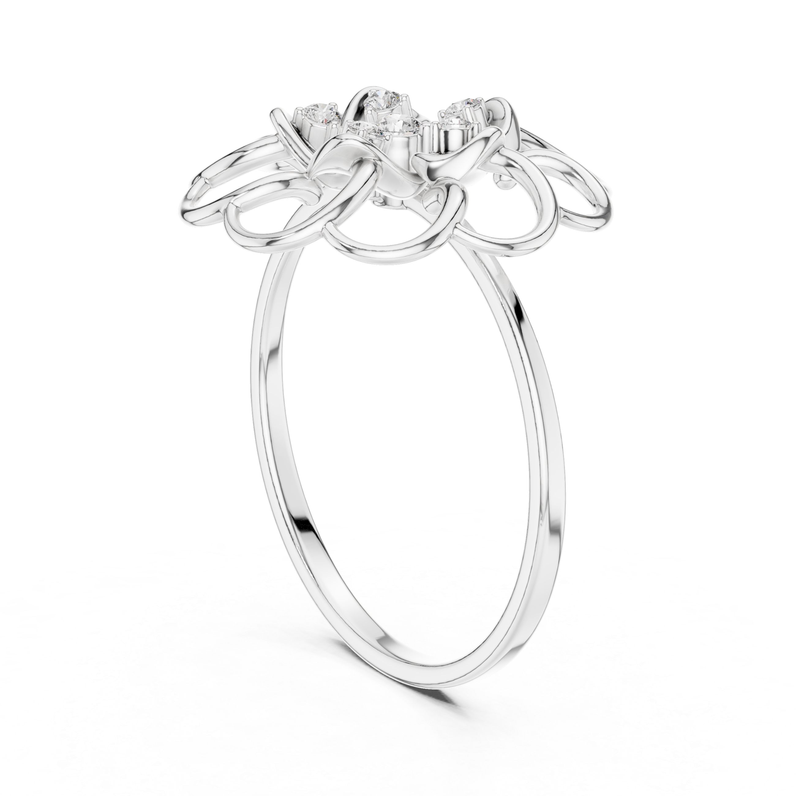 Open Bloom Diamond Ring