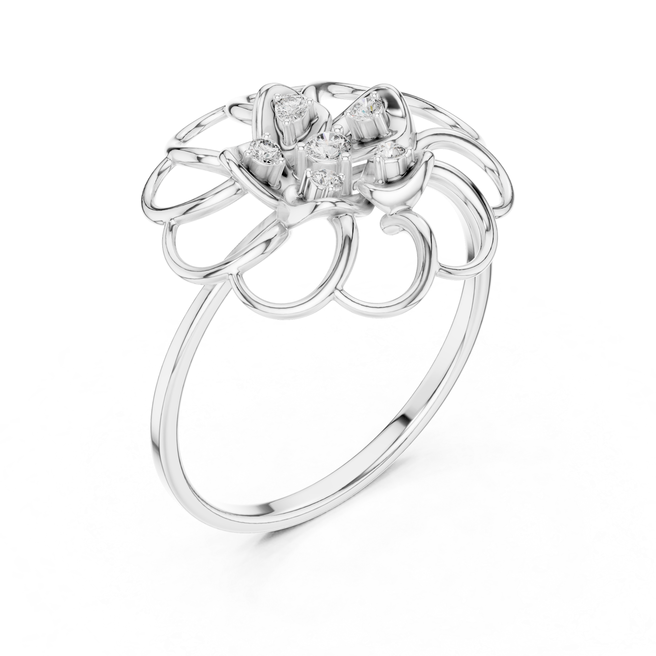 Open Bloom Diamond Ring