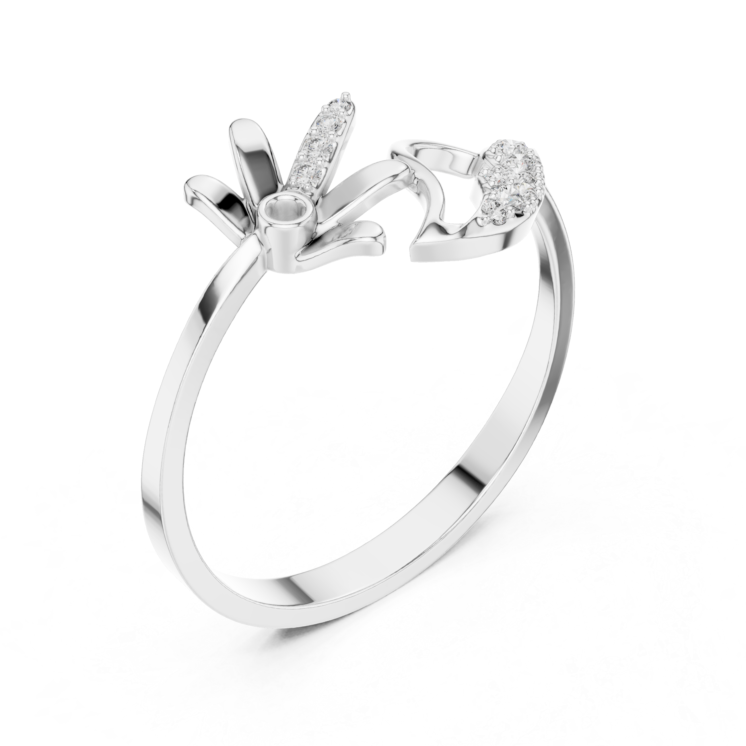 Floral Heart Open Ring