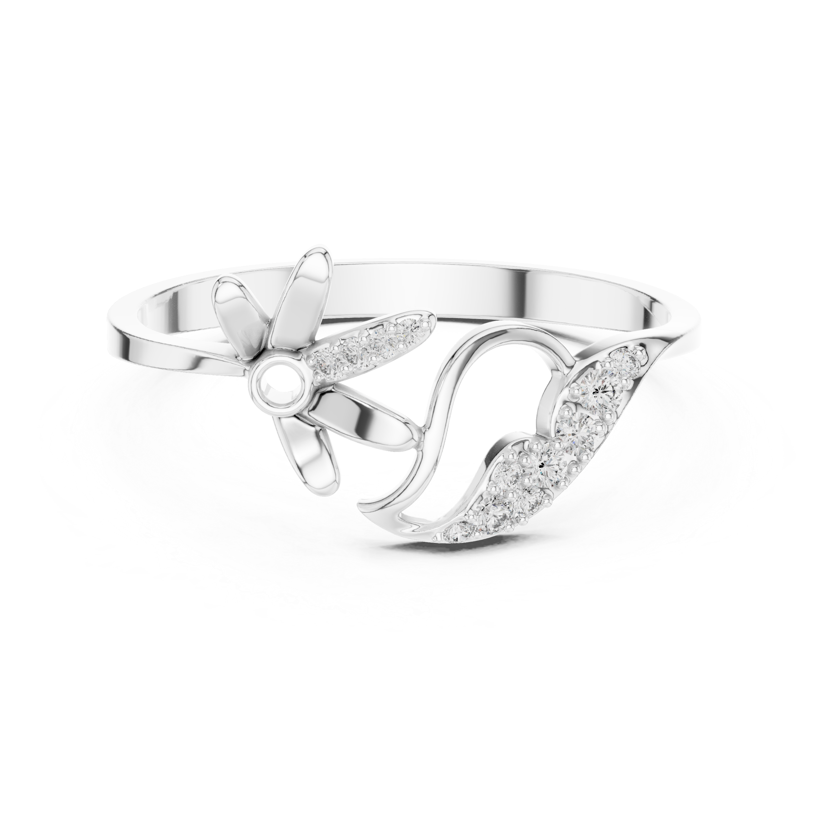 Floral Heart Open Ring