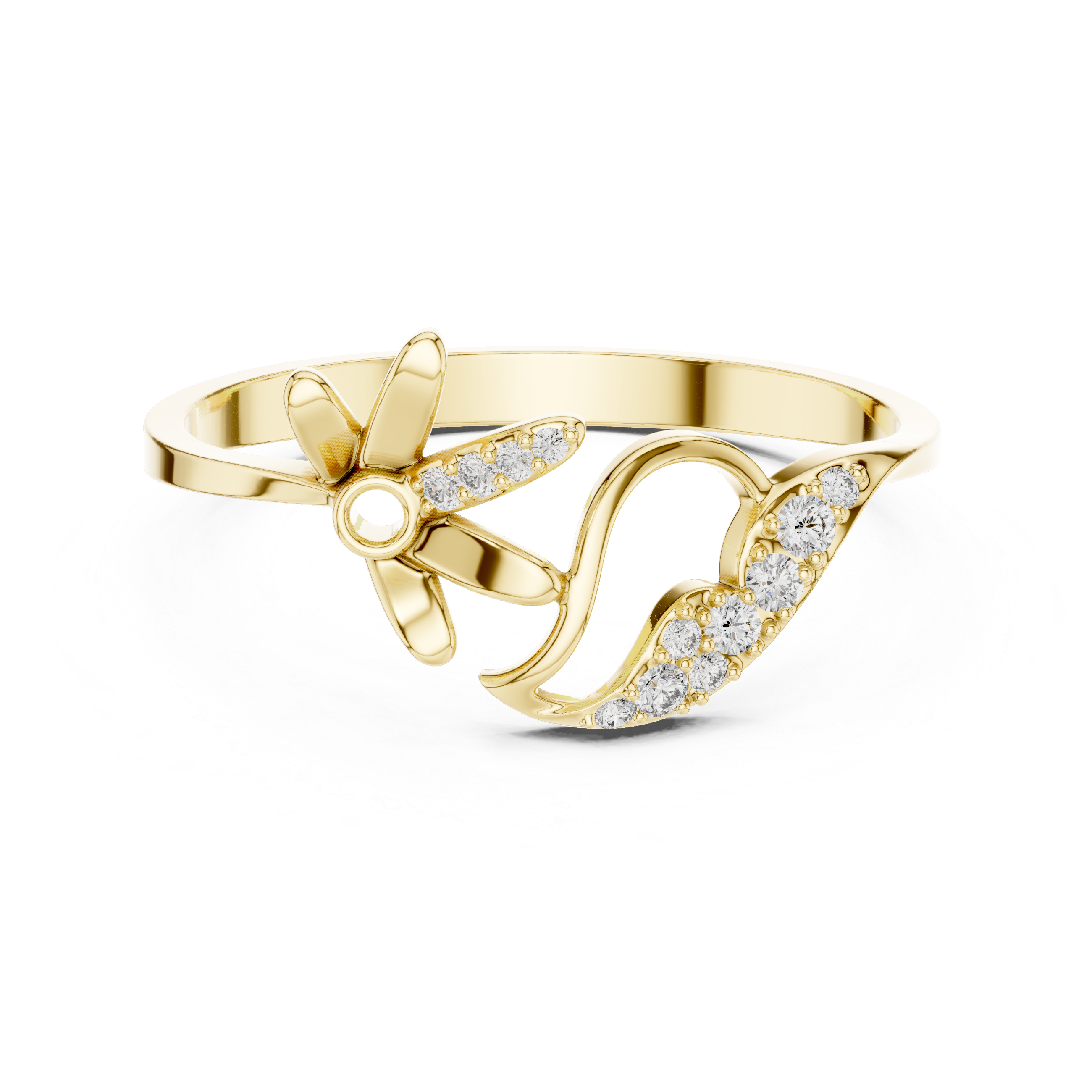 Floral Heart Open Ring