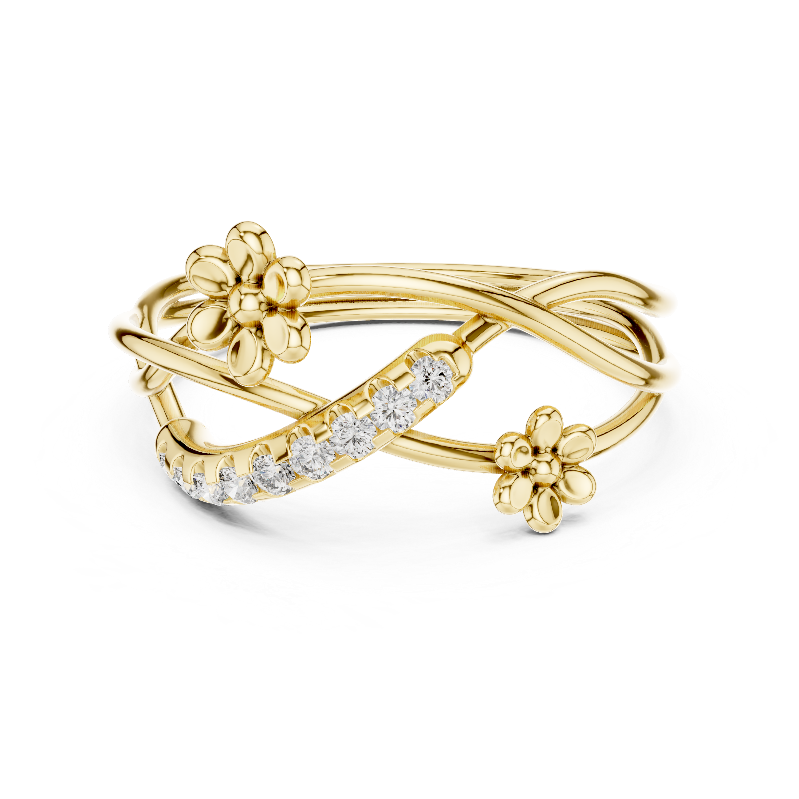 Floral Twist Diamond Ring