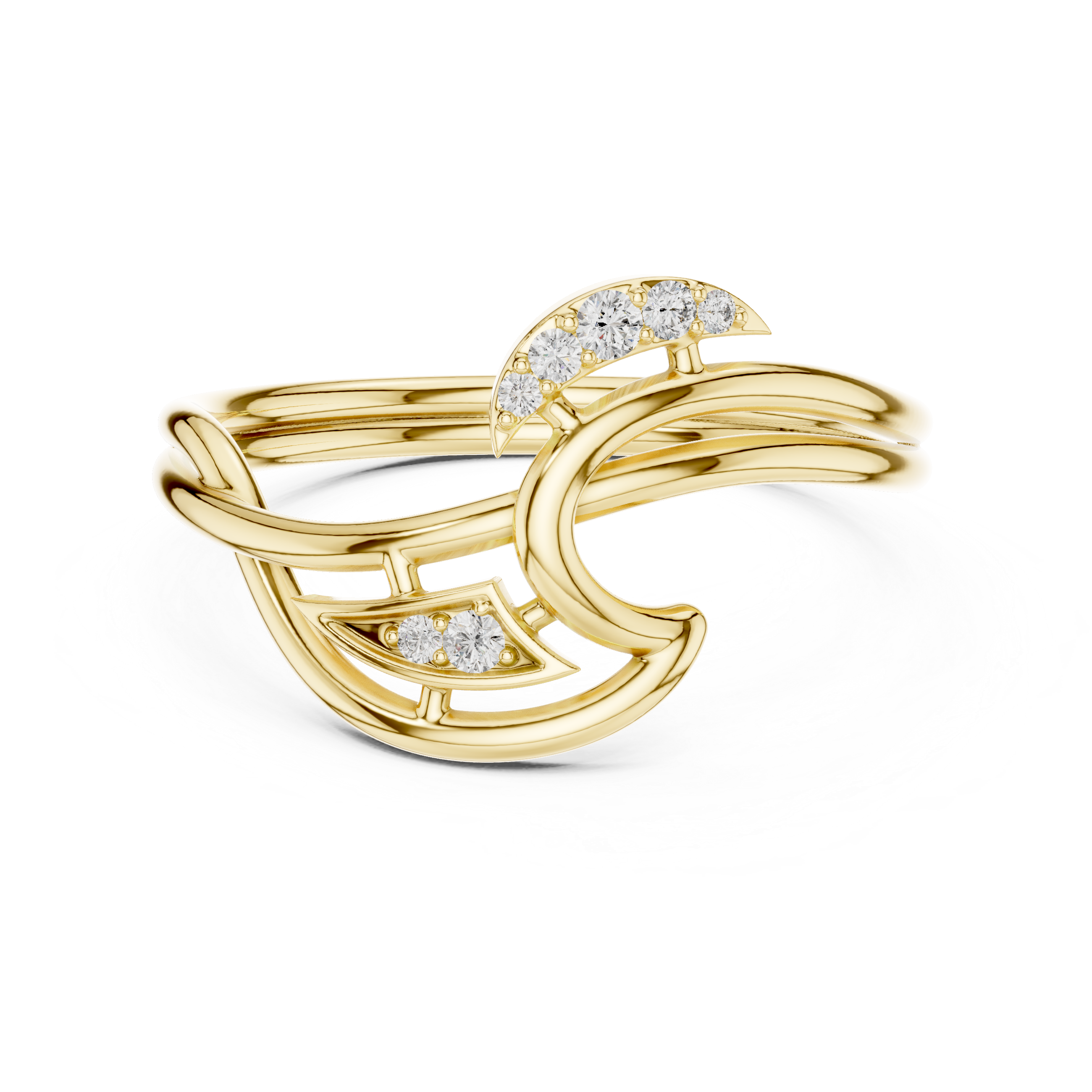 Diamond Flow Curve Ring