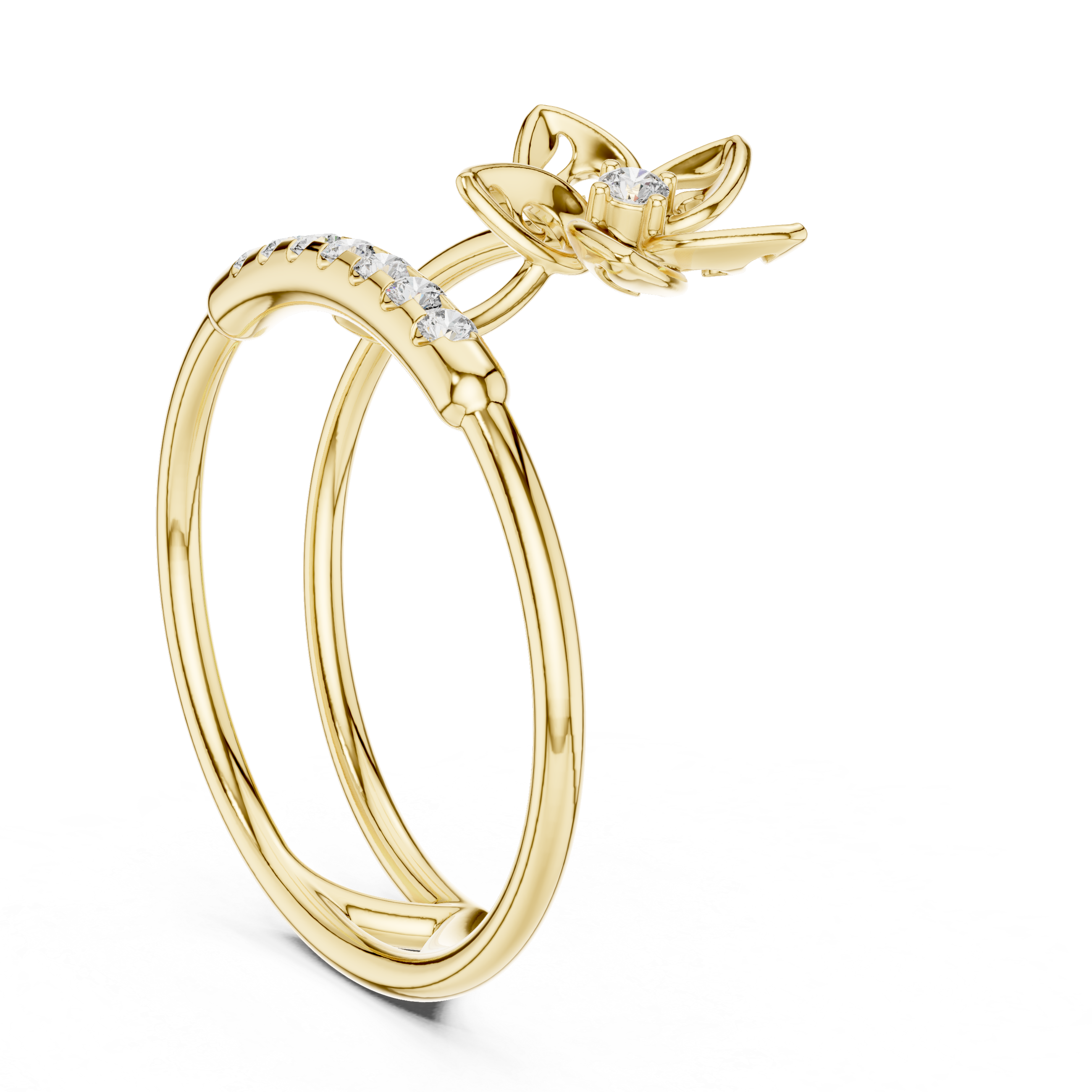 Diamond Floral Duo Ring