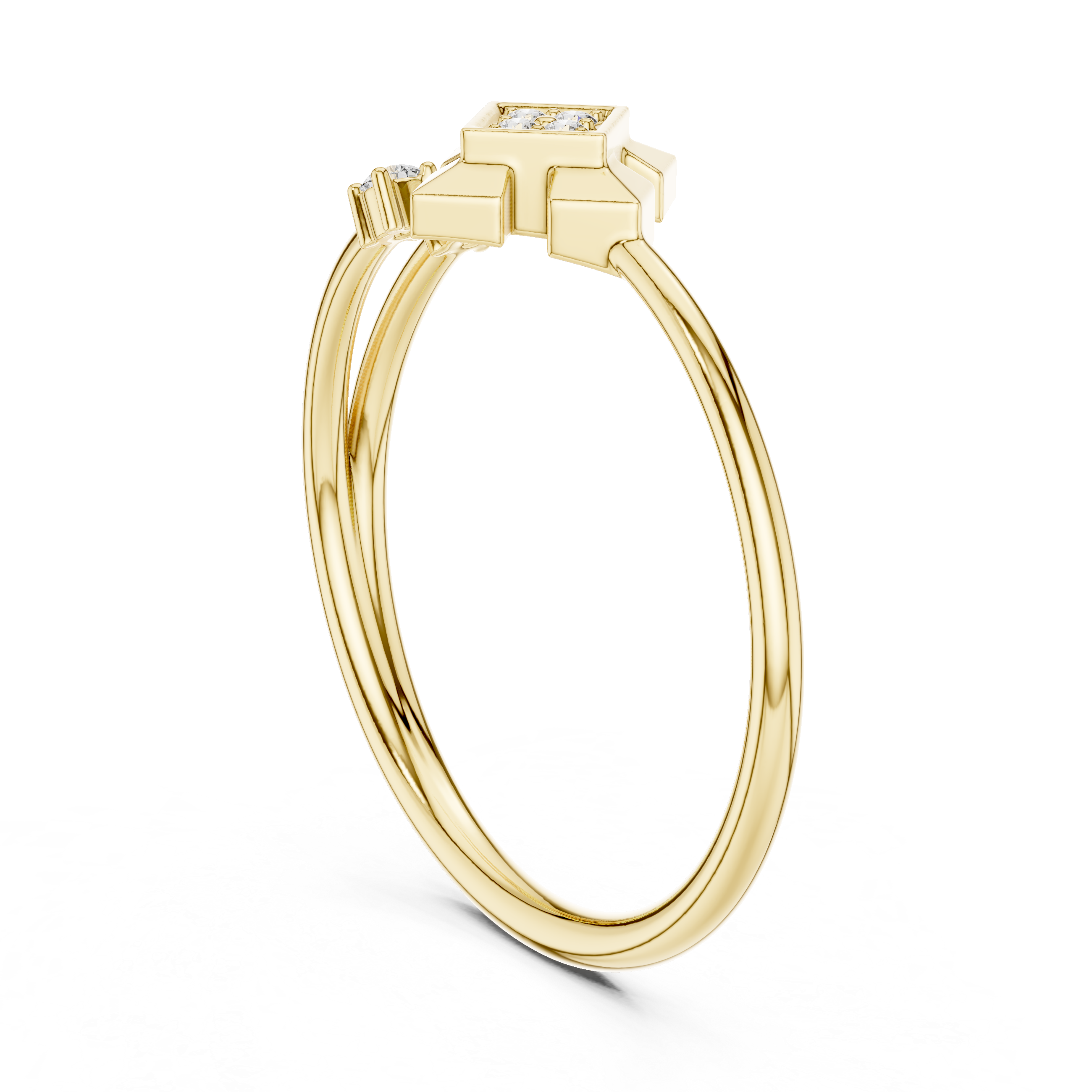 Geometric Diamond Accent Ring