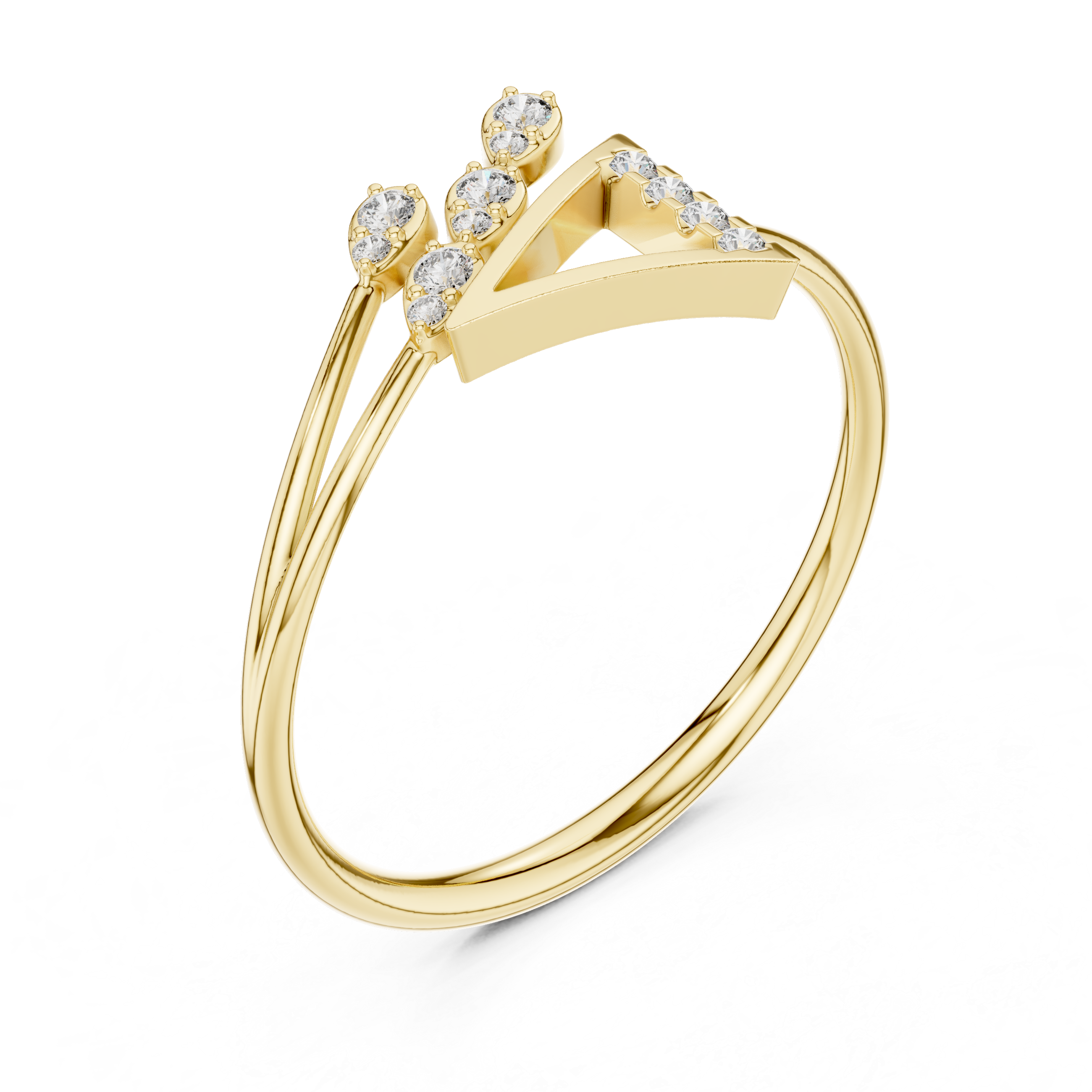 Luxury Diamond V Split Ring