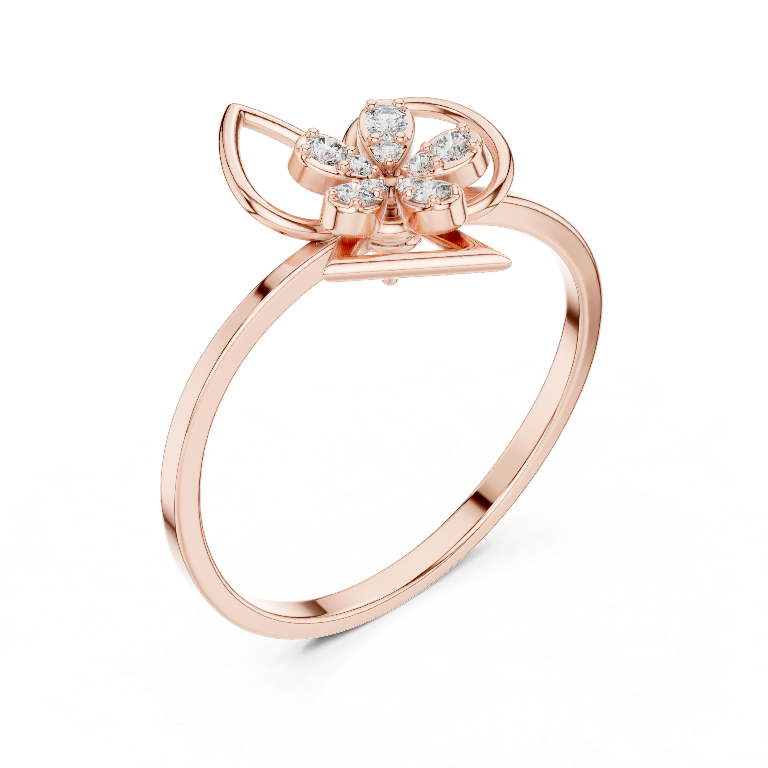 Luxury Diamond Floral Open Ring