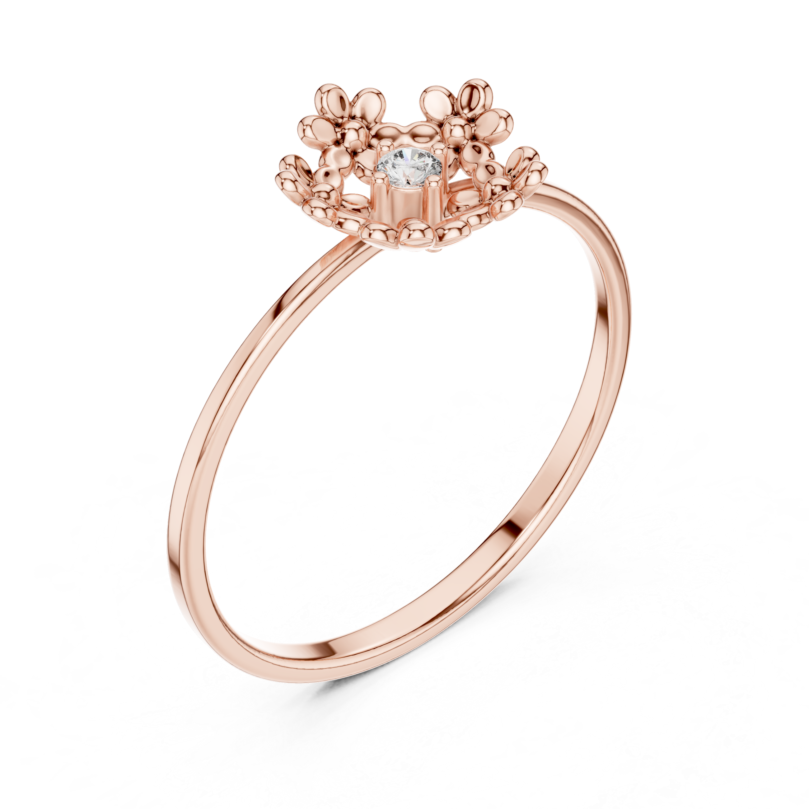 Floral Halo Diamond Ring – Delicate Blossom Design