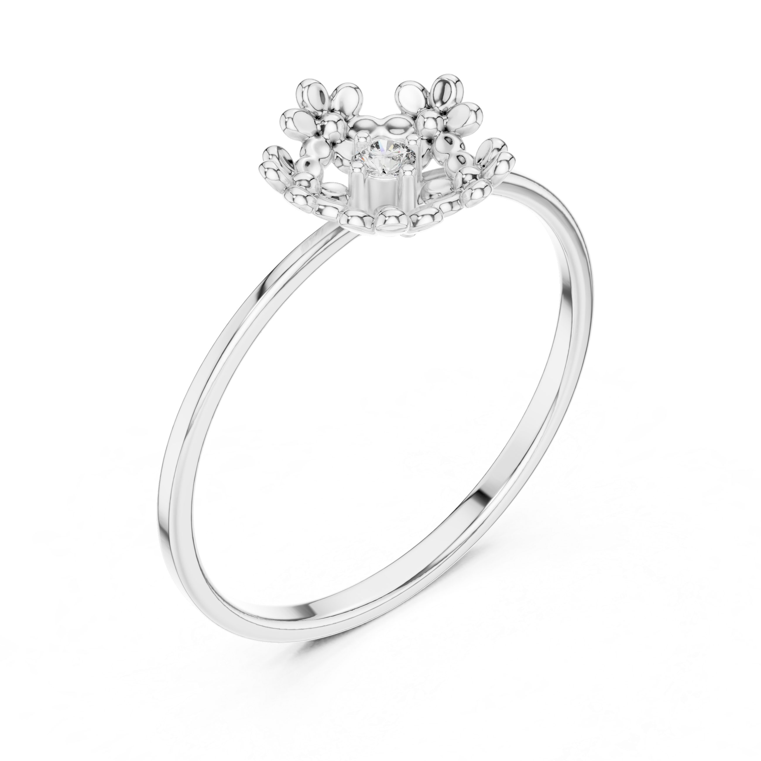 Floral Halo Diamond Ring – Delicate Blossom Design