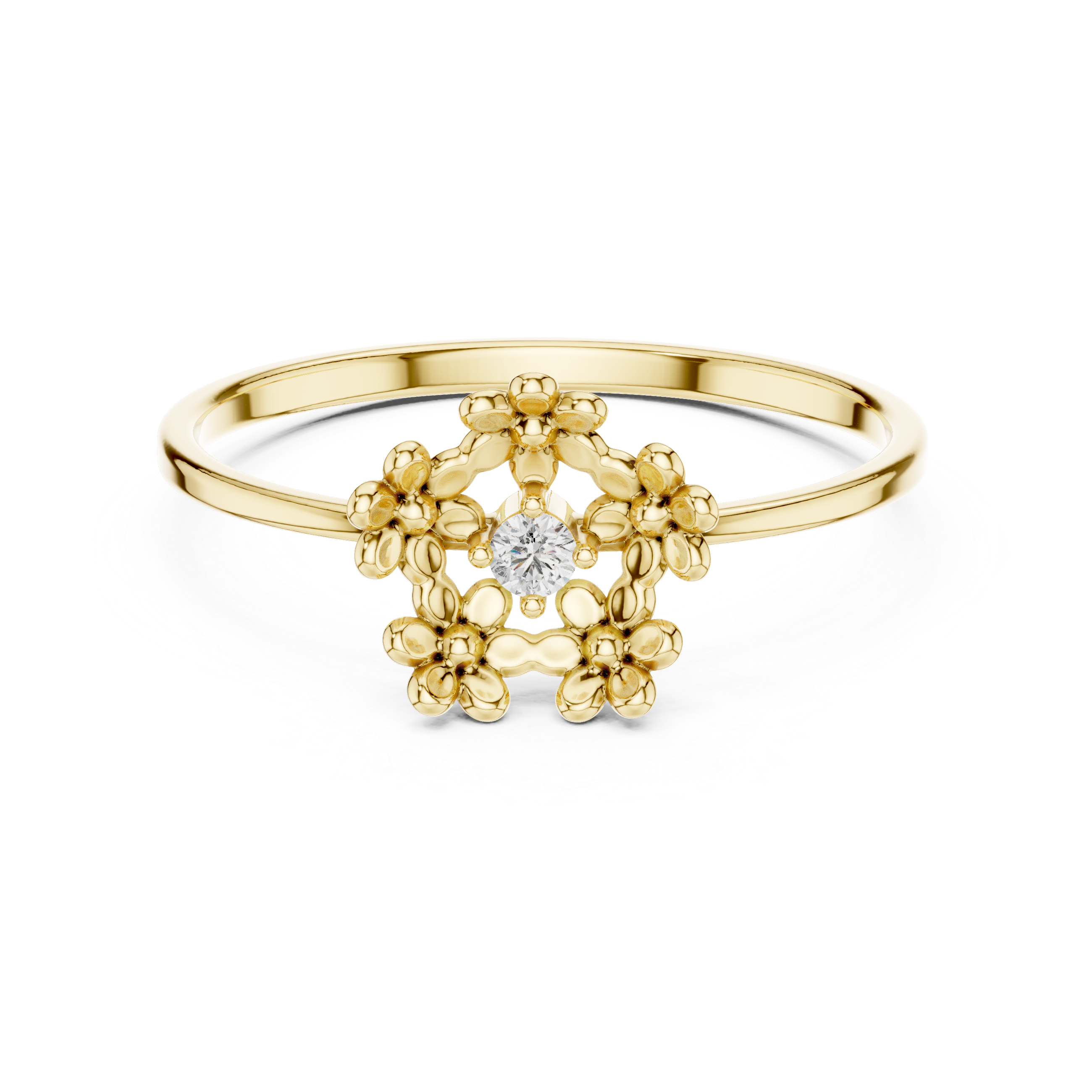 Floral Halo Diamond Ring – Delicate Blossom Design