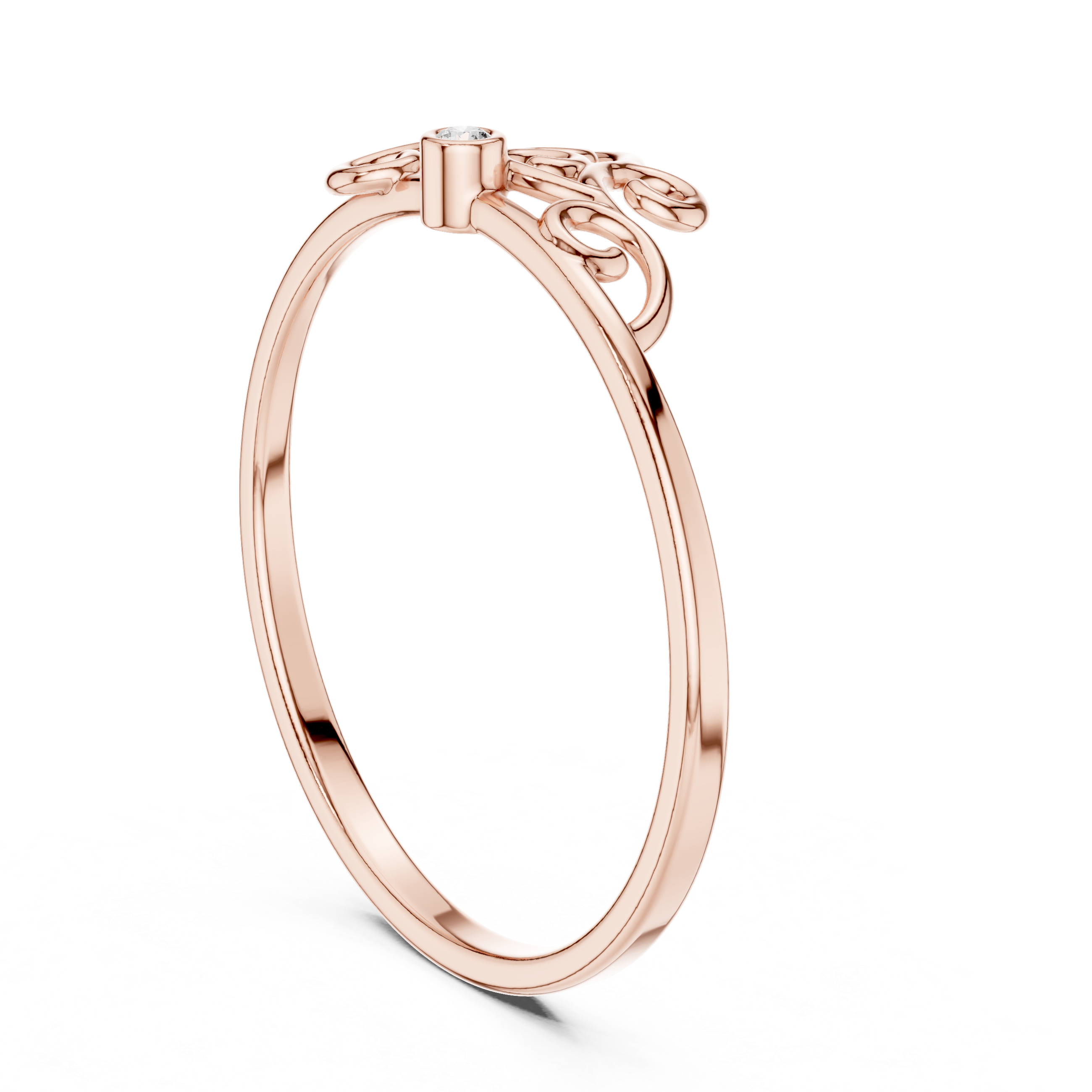 Minimalist Scroll Diamond Ring – Elegant Filigree Design