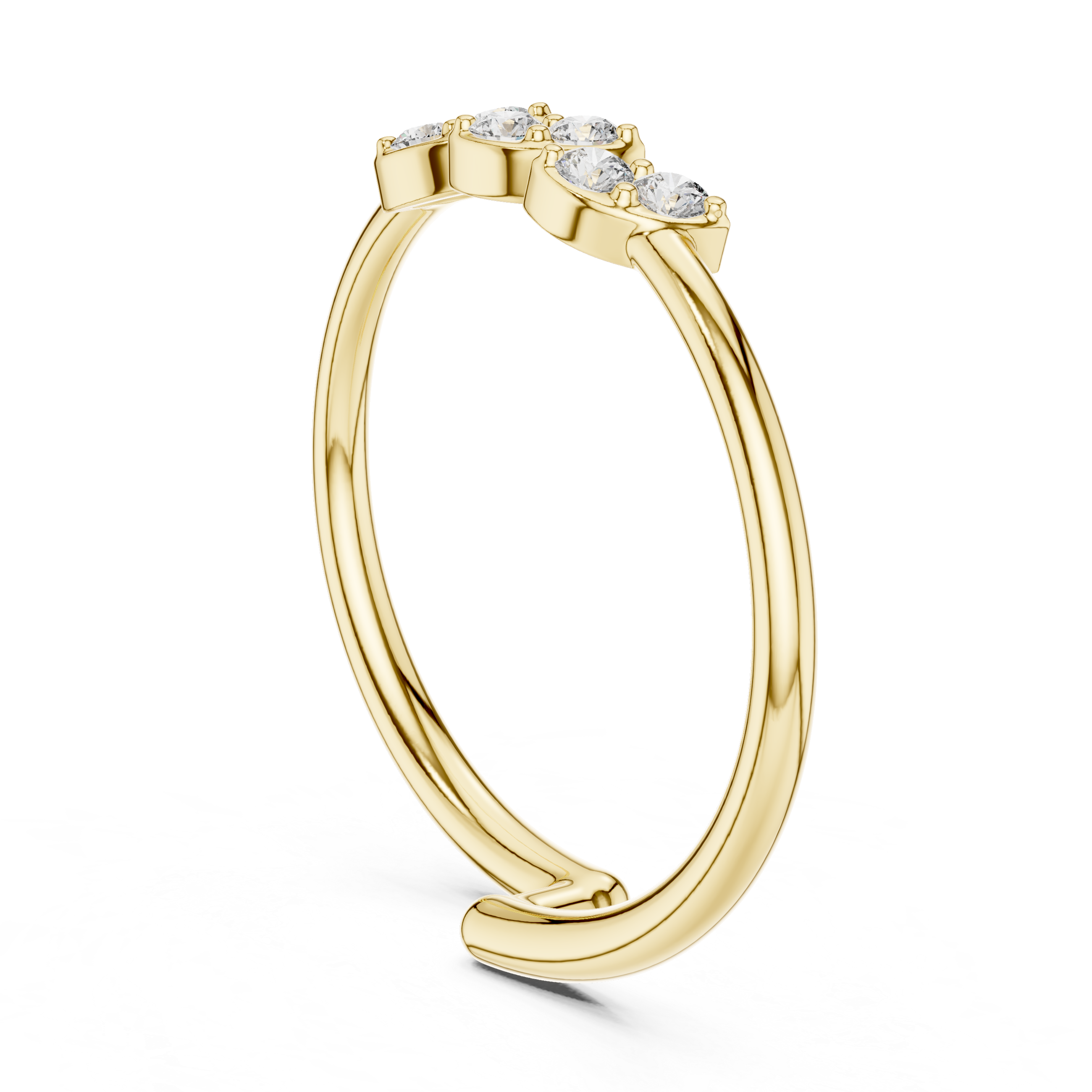 Minimal Open Band Diamond Ring – Triple Marquise Cluster Design