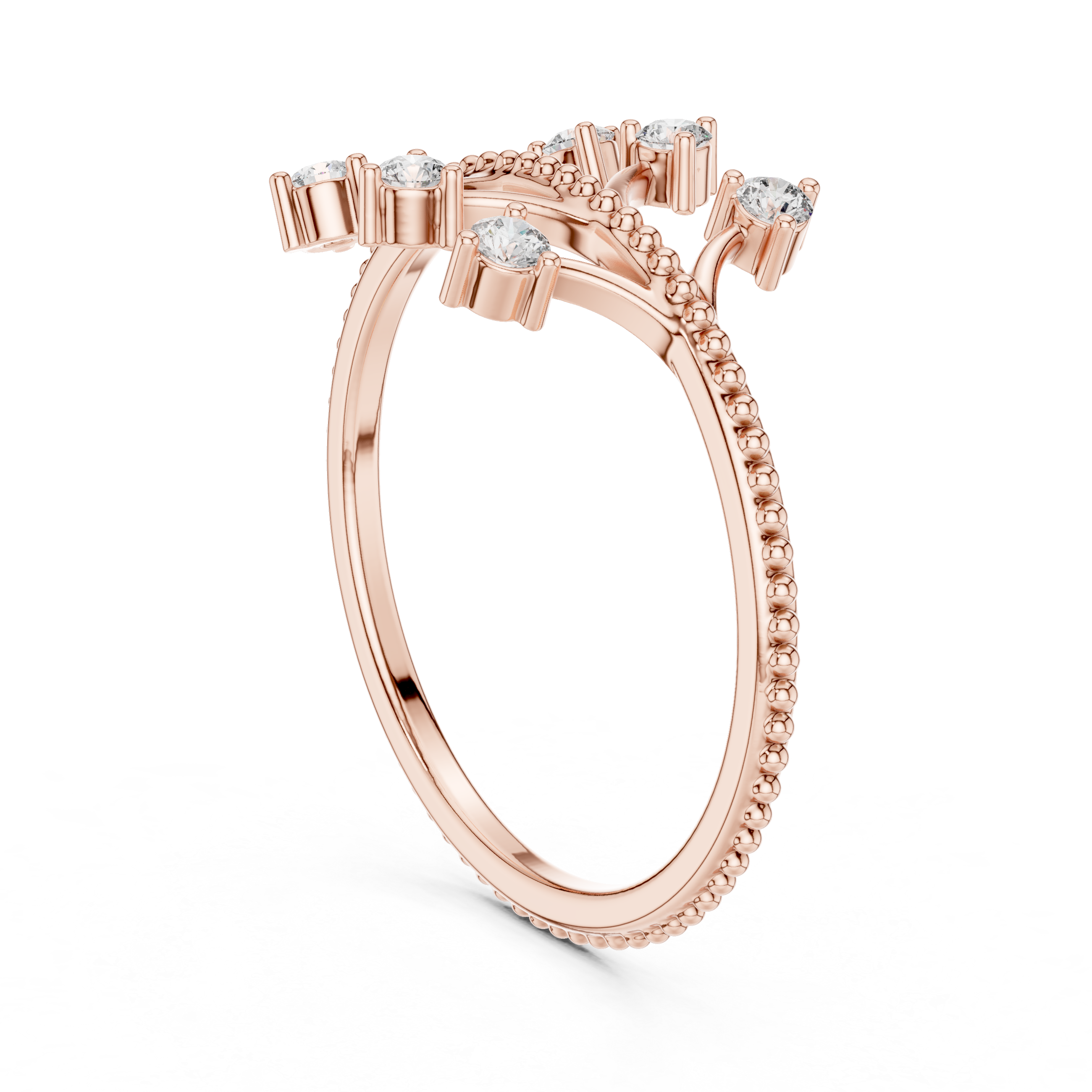 Modern Open Curve Diamond Ring – Floating Multi-Stone Minimal Design
