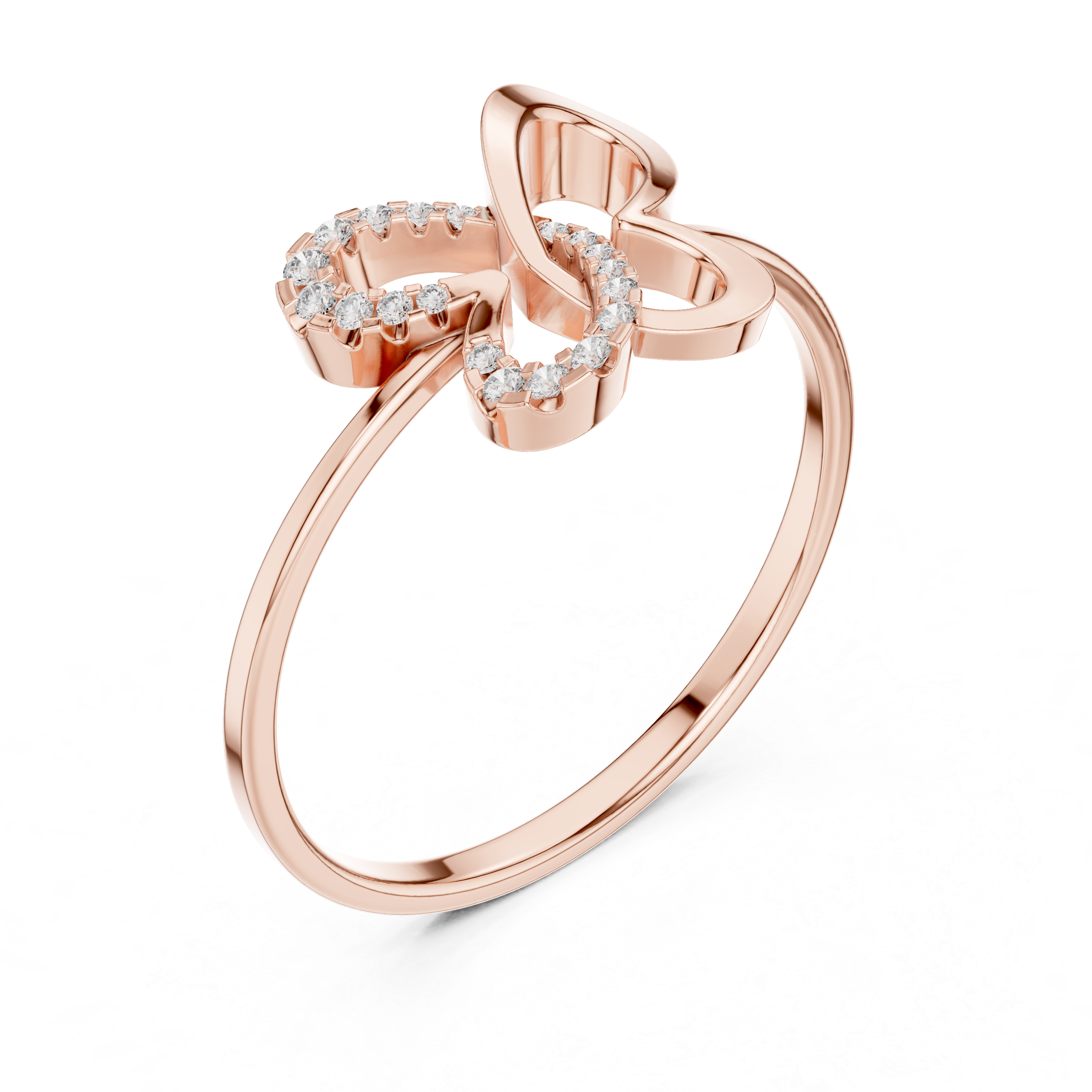 Modern Open Butterfly Diamond Ring with Minimalist Pavé Design