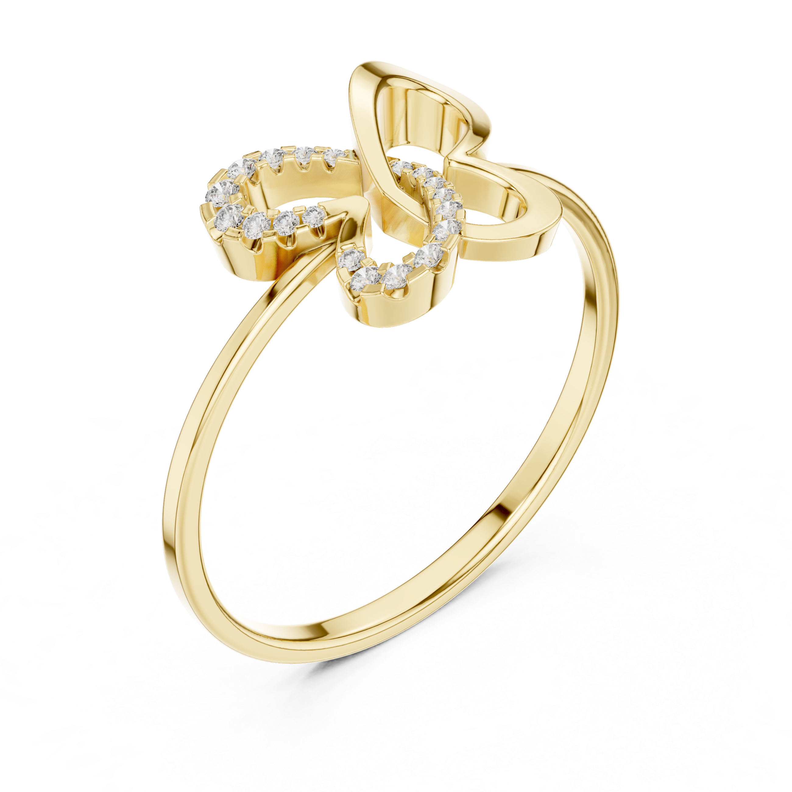 Modern Open Butterfly Diamond Ring with Minimalist Pavé Design