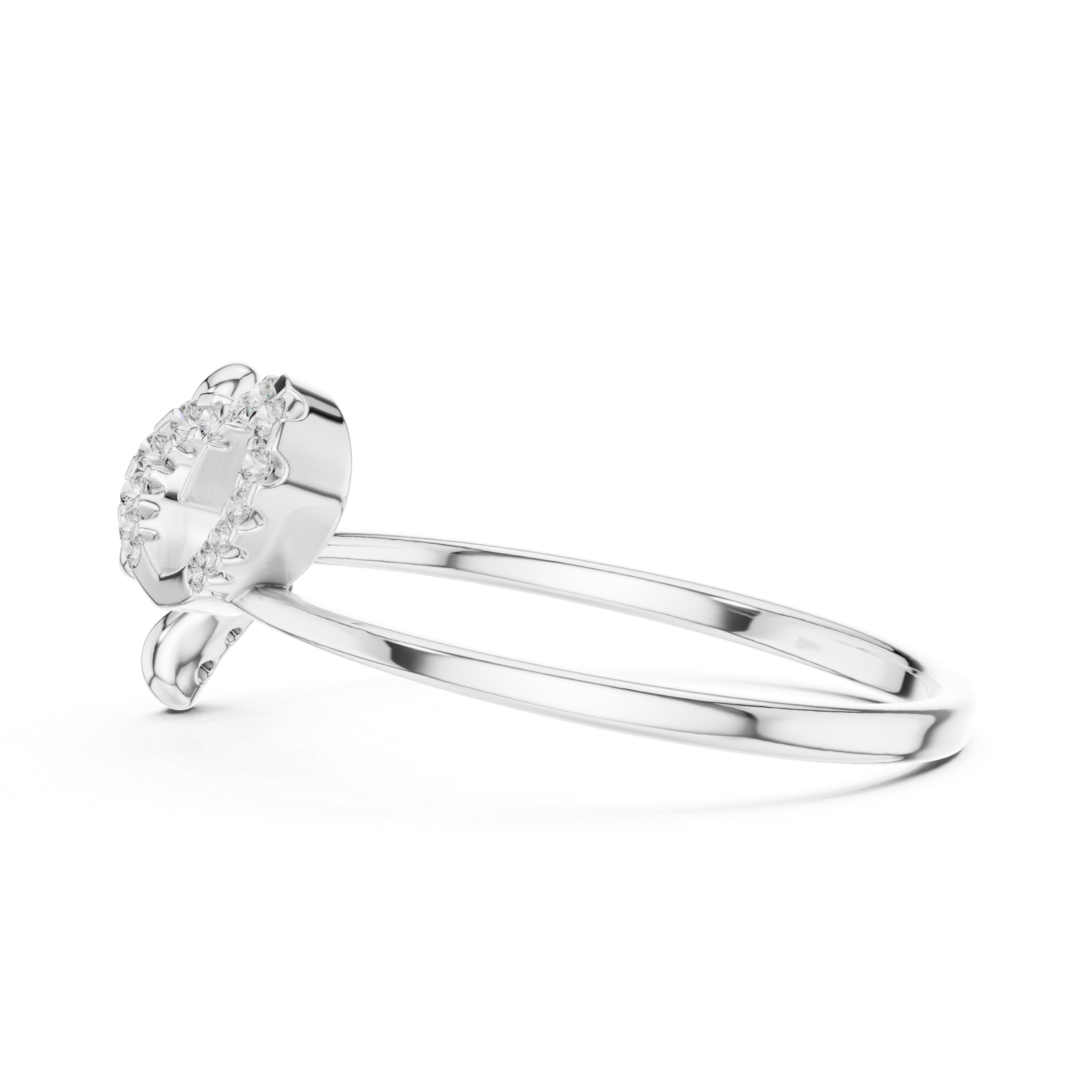 Diamond Heart and Floral Openwork Ring with Minimalist Split Design