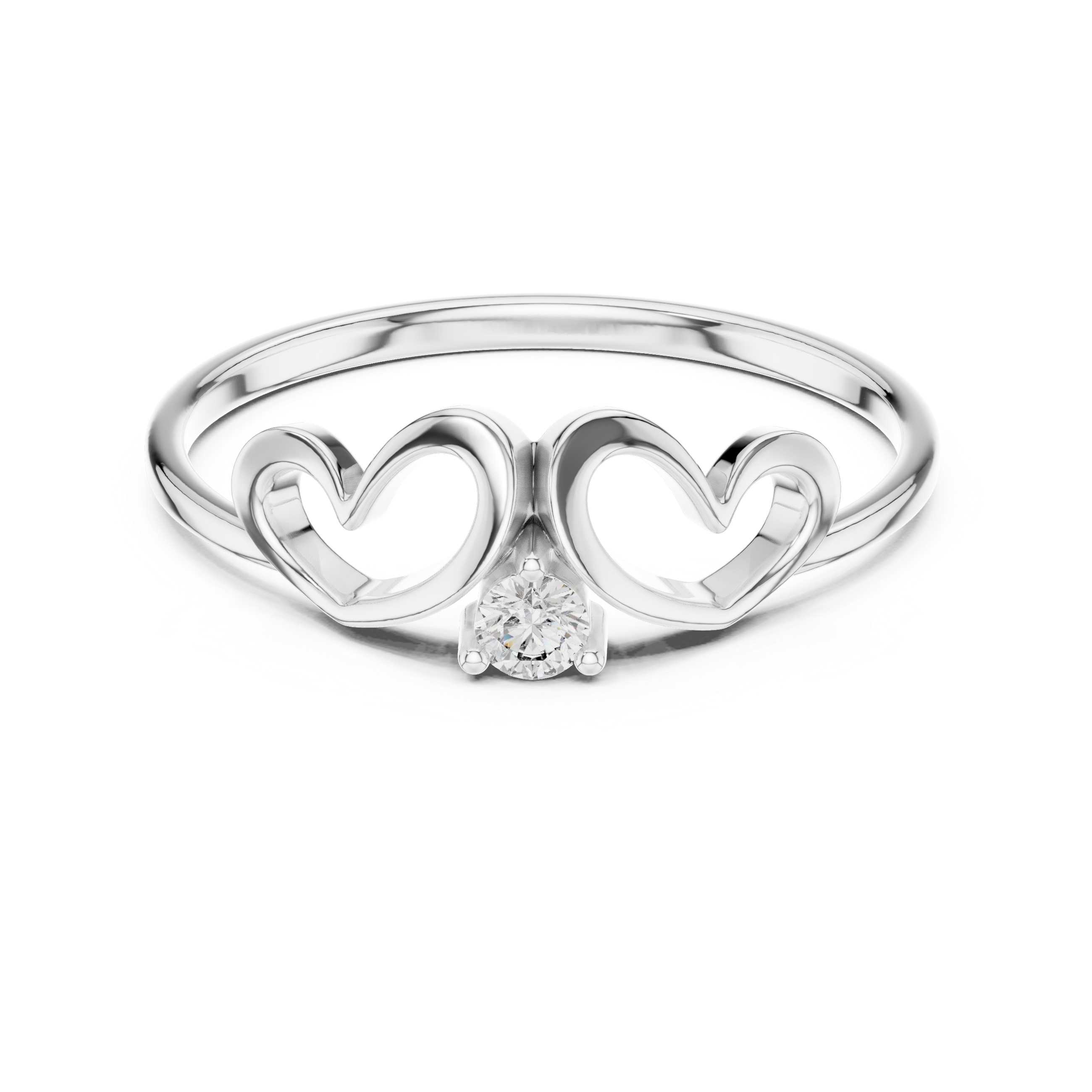 Minimalist Double Heart Diamond Ring with Open Heart Design