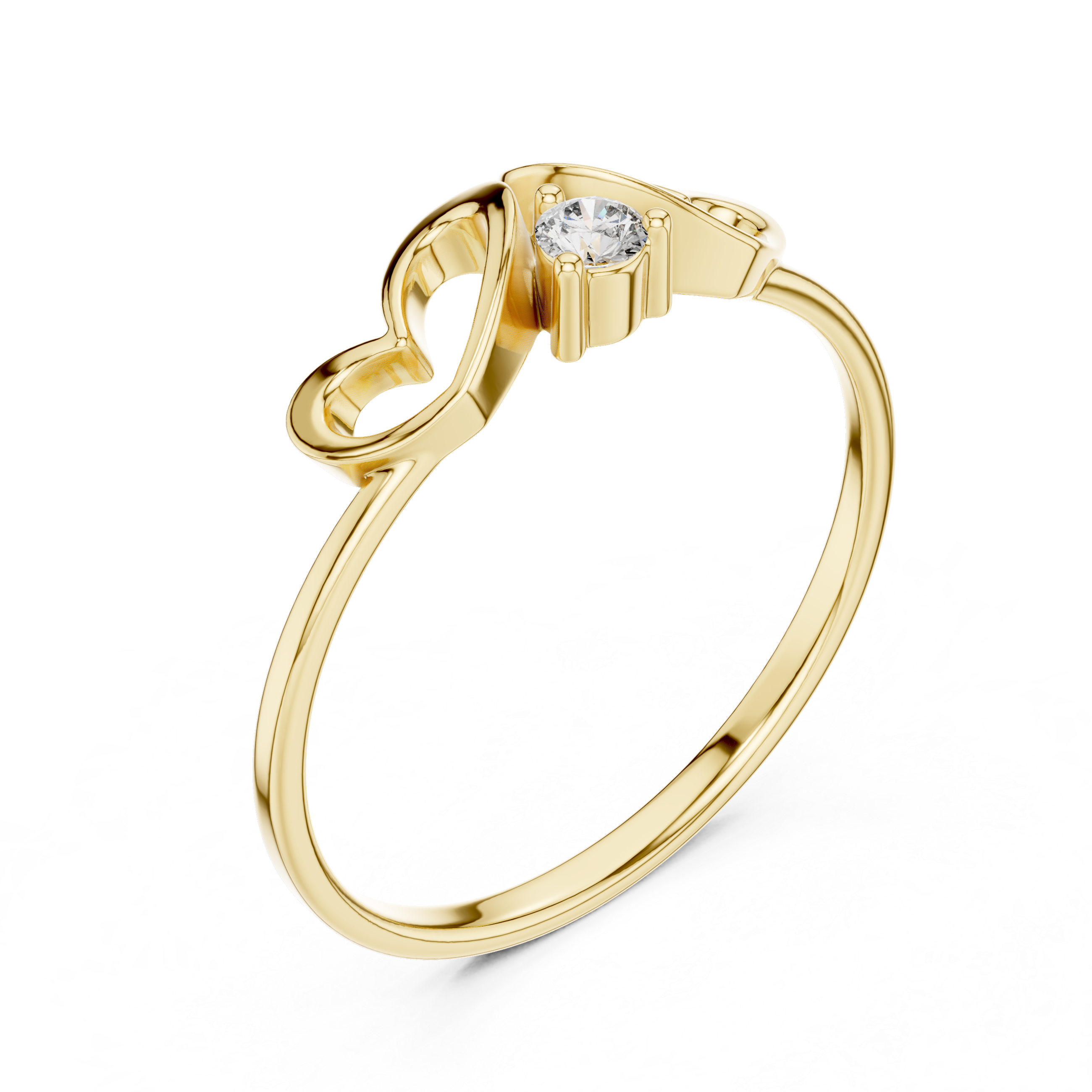 Minimalist Double Heart Diamond Ring with Open Heart Design