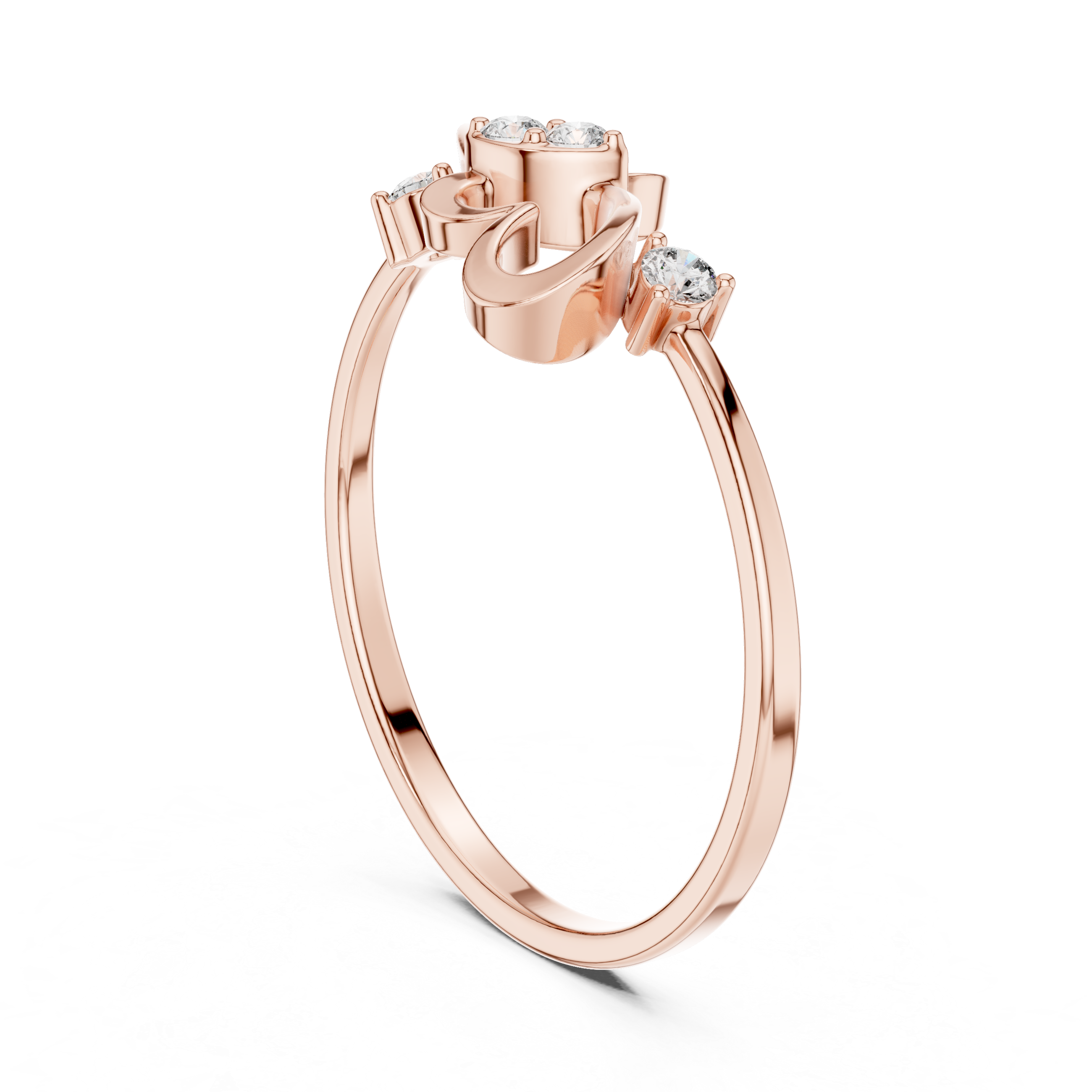 Modern Double Heart Diamond Ring with Floating Open Heart Design