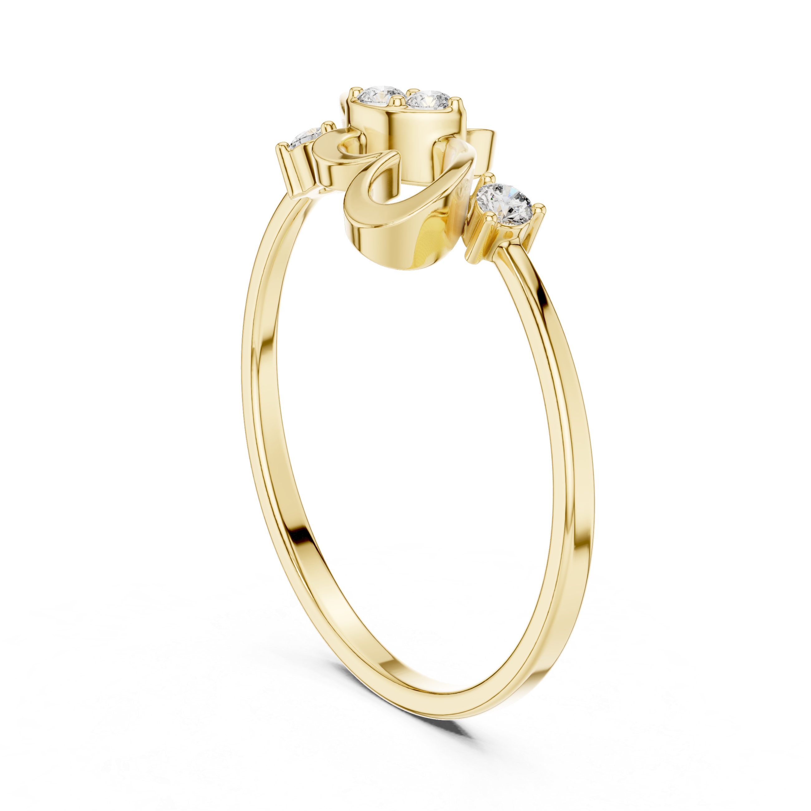 Modern Double Heart Diamond Ring with Floating Open Heart Design