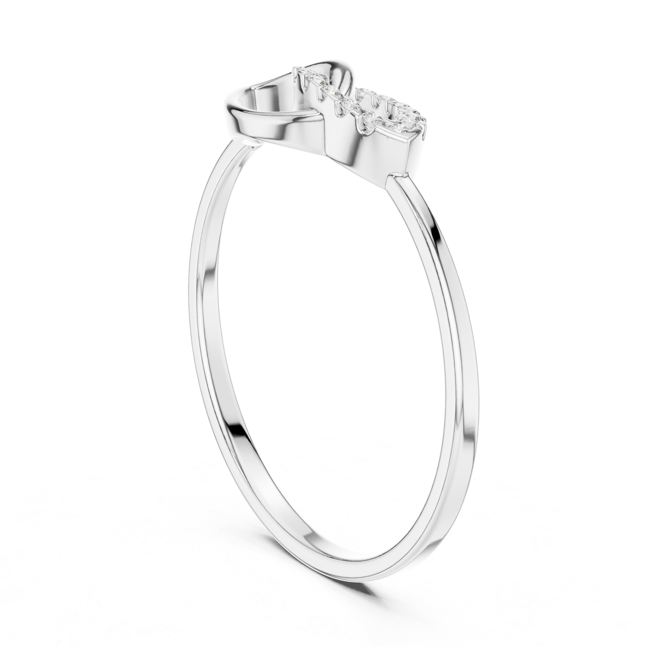 Minimalist Marquise Infinity Diamond Ring with Pavé Leaf Design