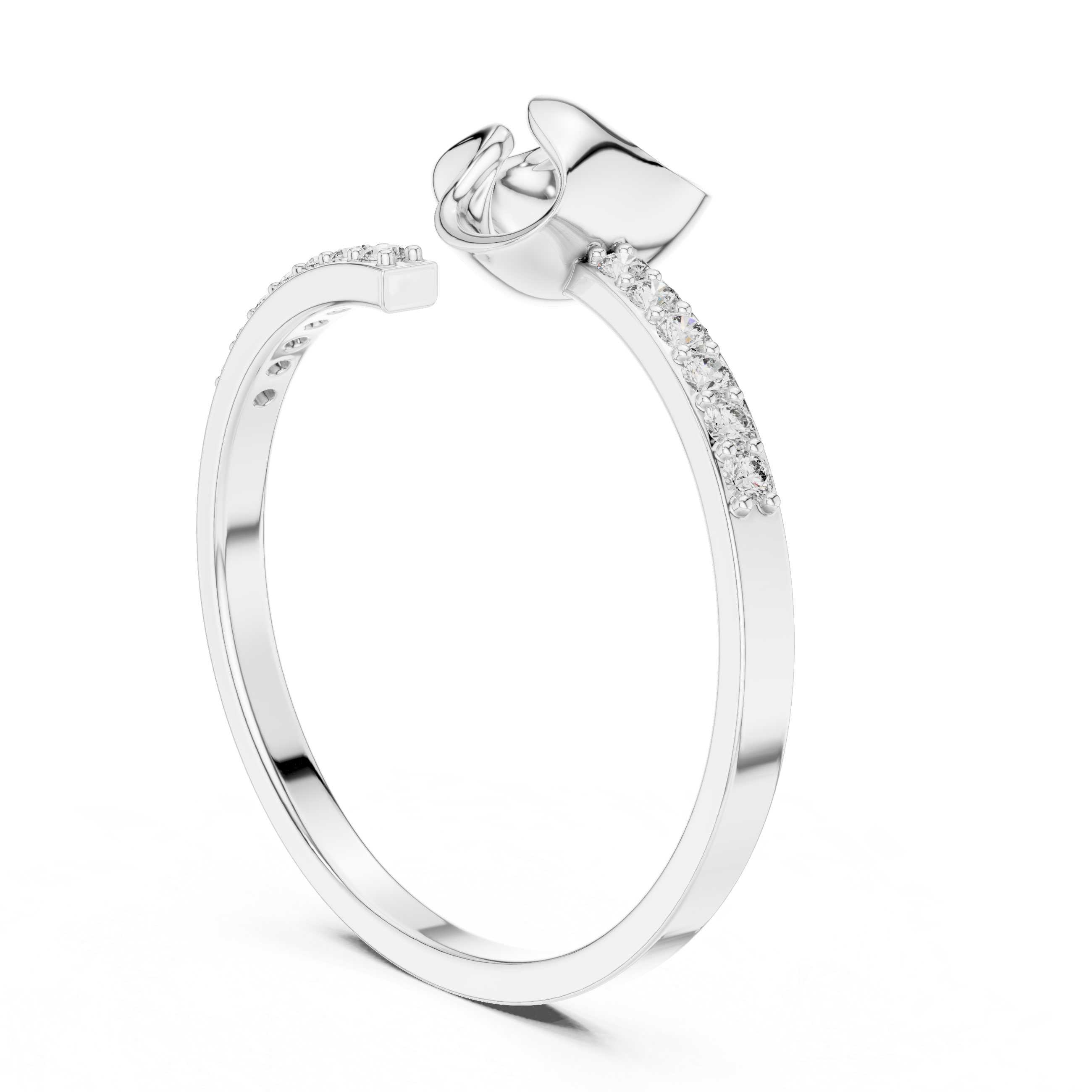 Modern Open Wrap Ribbon Ring with Pavé Diamond Accents