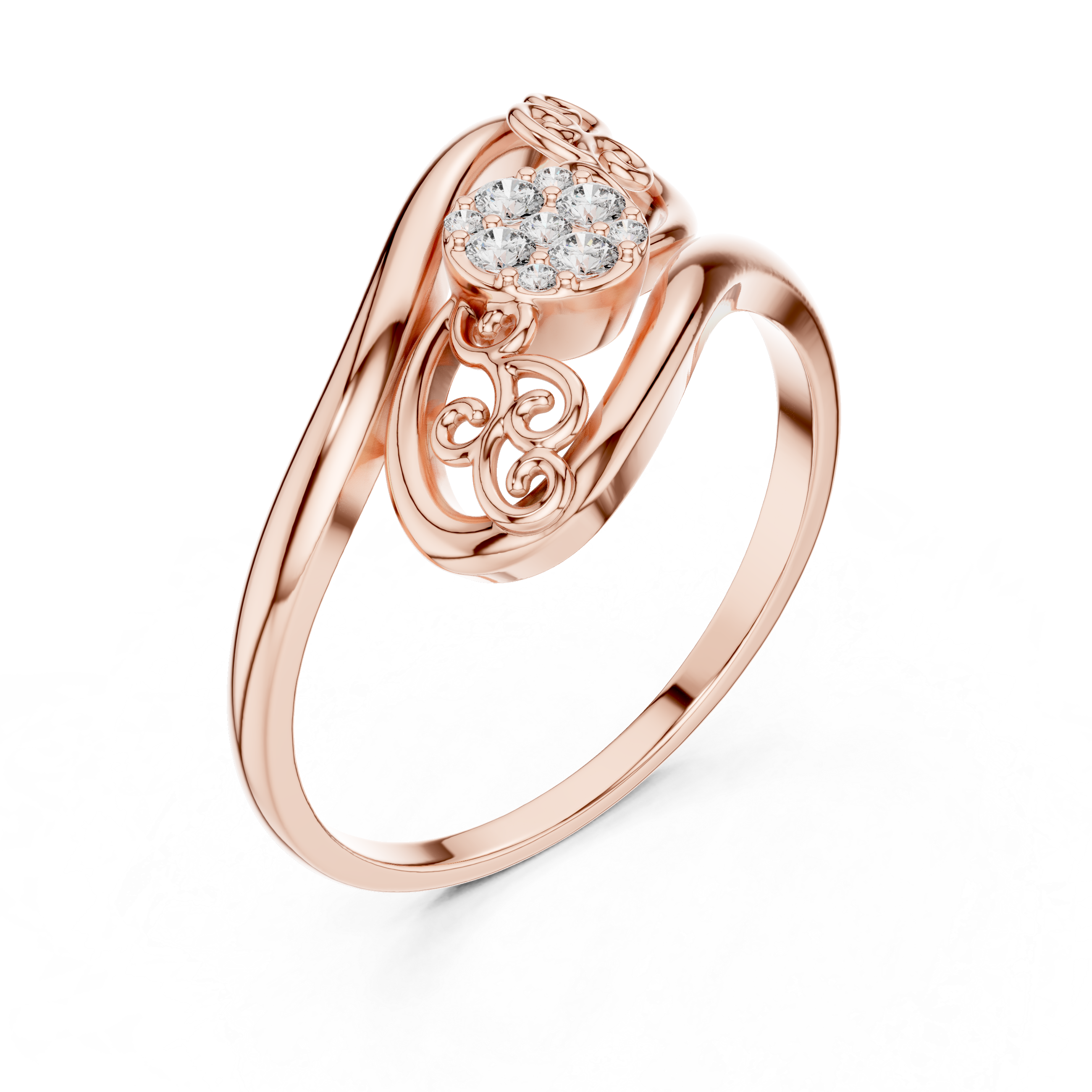 Vintage Filigree Diamond Cluster Ring – Elegant Scrollwork Statement Ring
