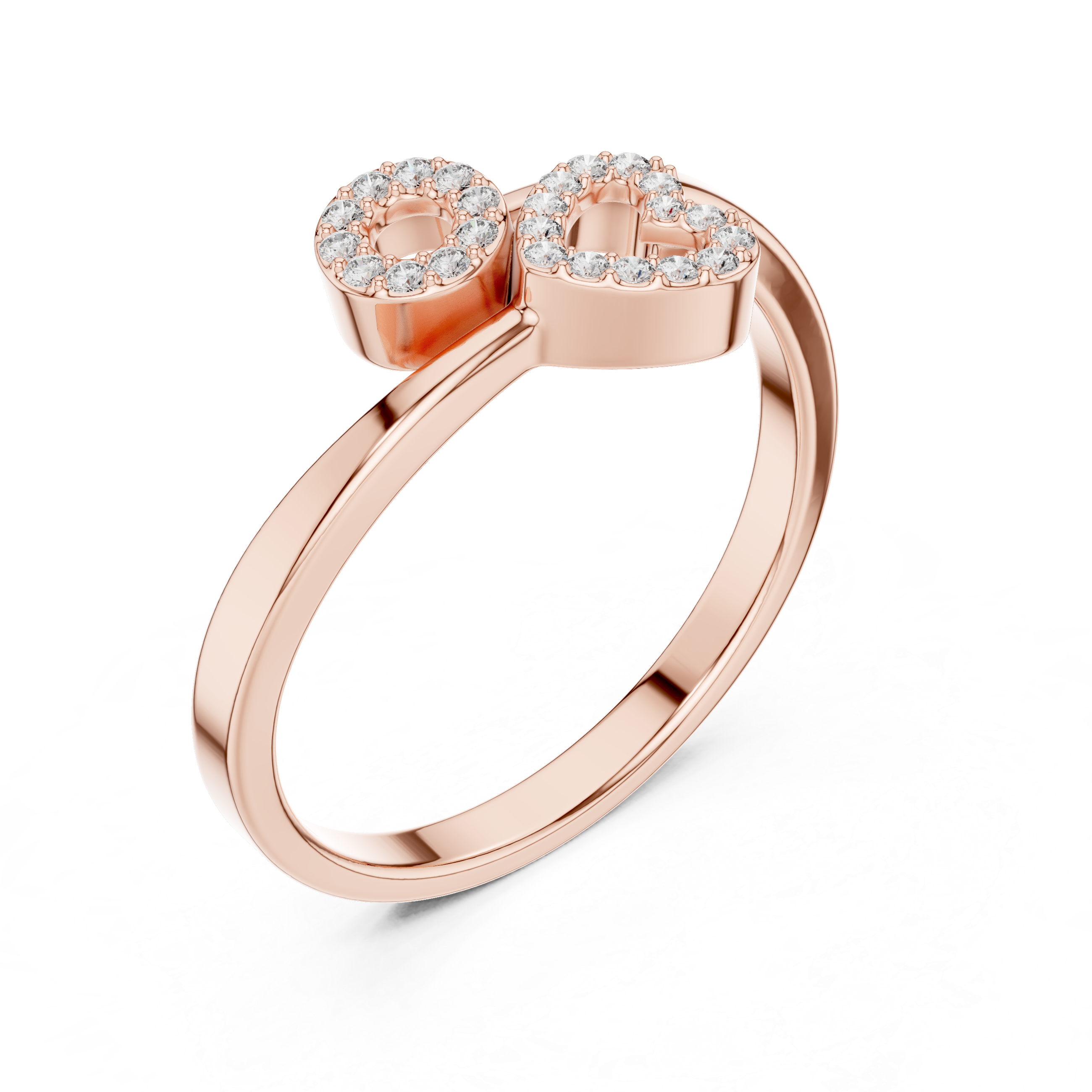 Diamond Open Circle & Heart Ring – Modern Pavé Love Ring