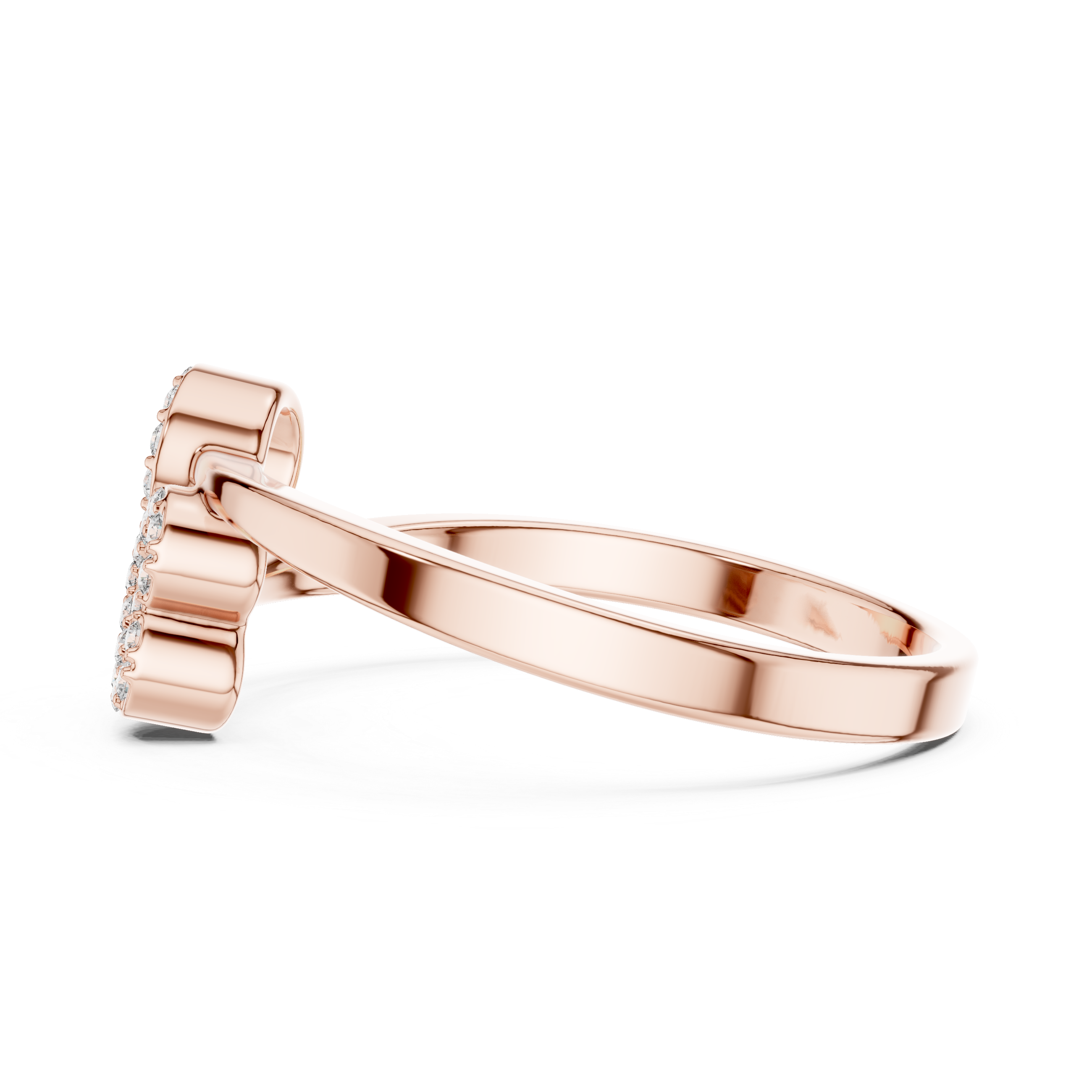Diamond Open Circle & Heart Ring – Modern Pavé Love Ring